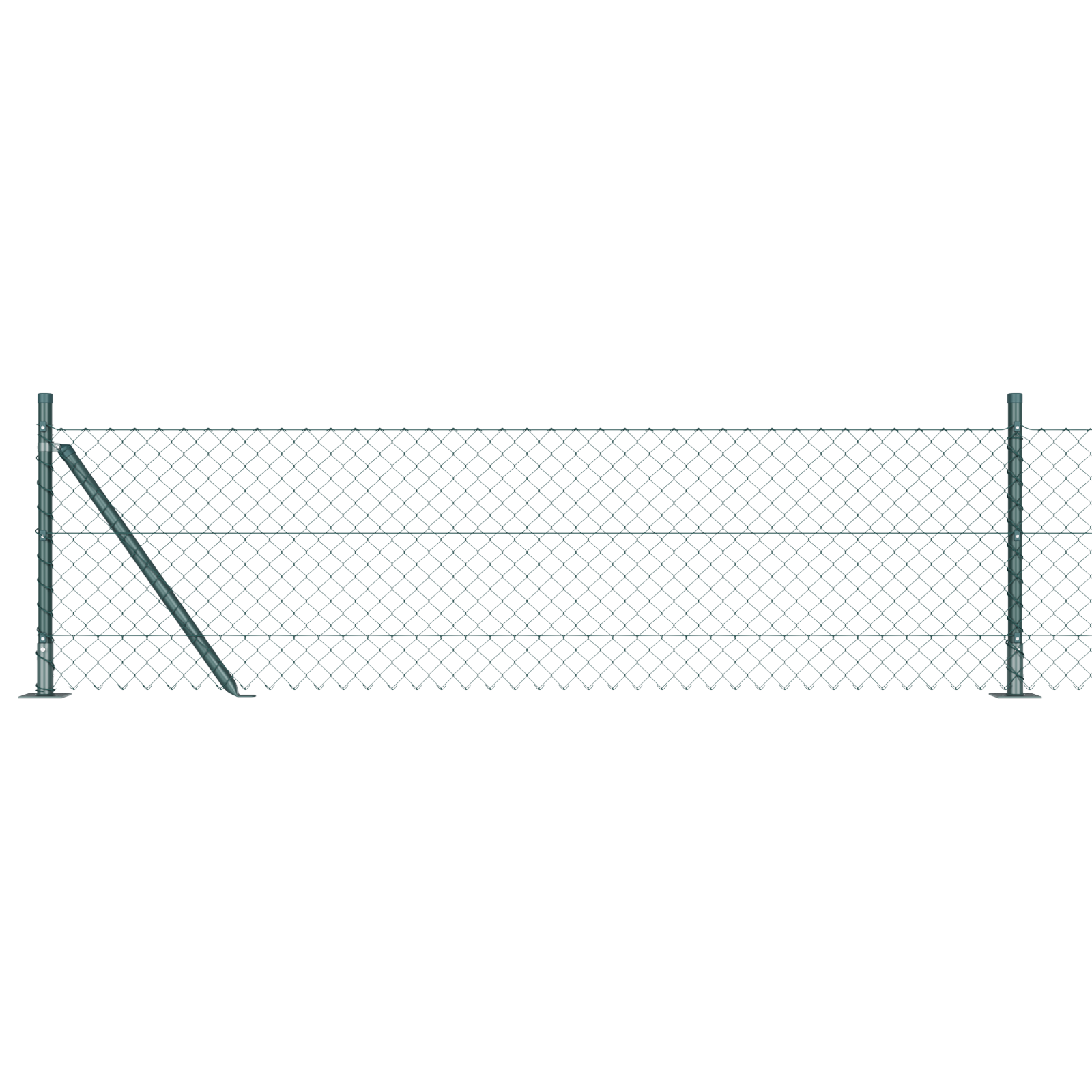 Chain Link Fence with 7 Flanged Posts 0.6x10 m Galvanised Steel
