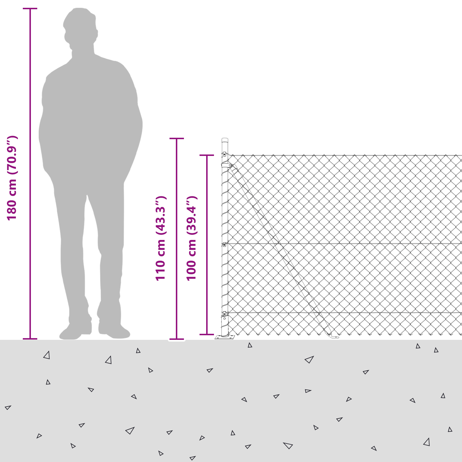 Chain Link Fence with 7 Flanged Posts 1x10 m Galvanised Steel - Image 8