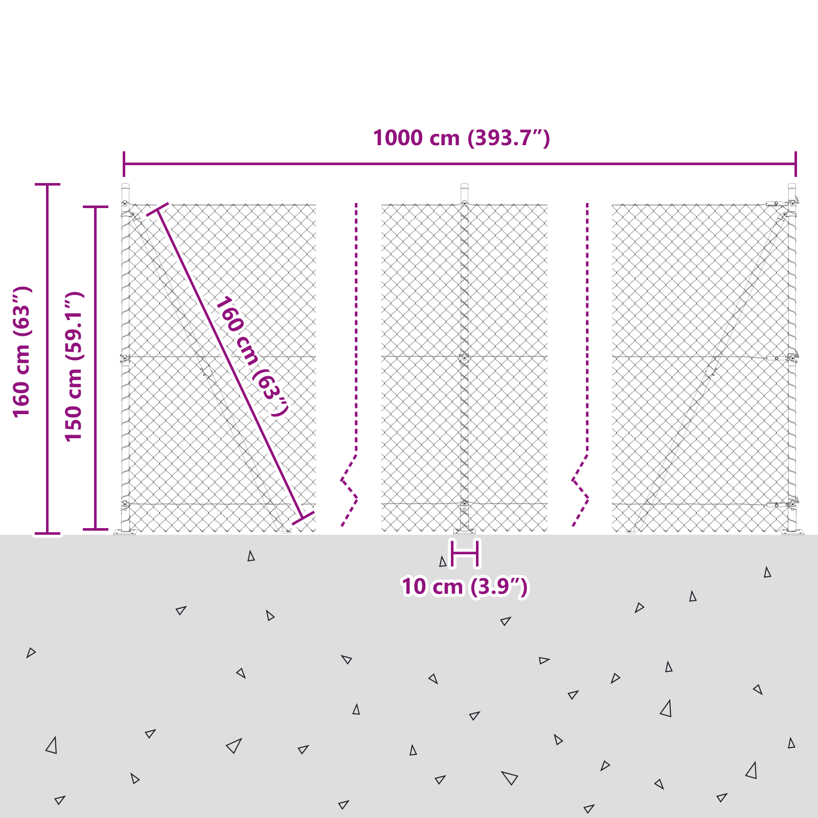 Chain Link Fence with 7 Flanged Posts 1.5x10 m Galvanised Steel - Image 5