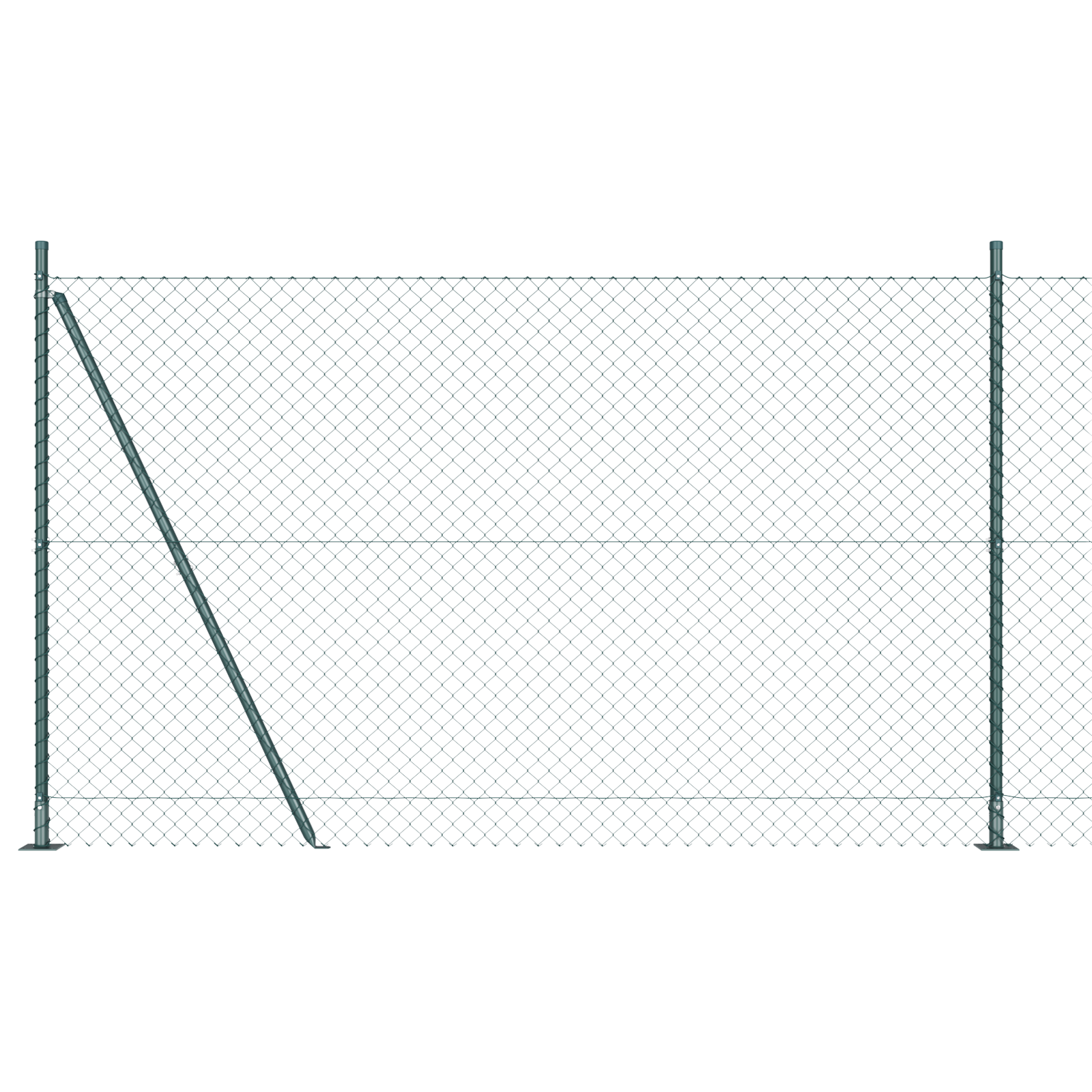 Chain Link Fence with 7 Flanged Posts 1.6x10 m Galvanised Steel