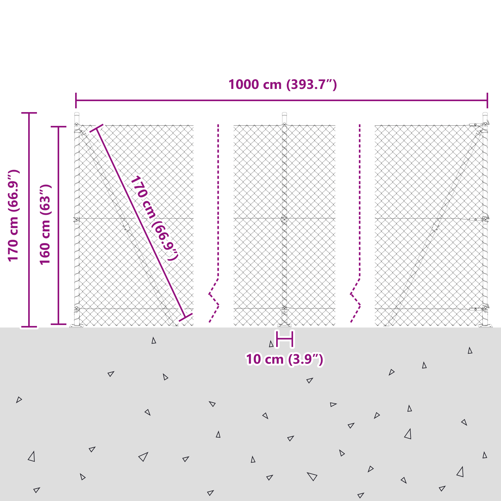 Chain Link Fence with 7 Flanged Posts 1.6x10 m Galvanised Steel - Image 5