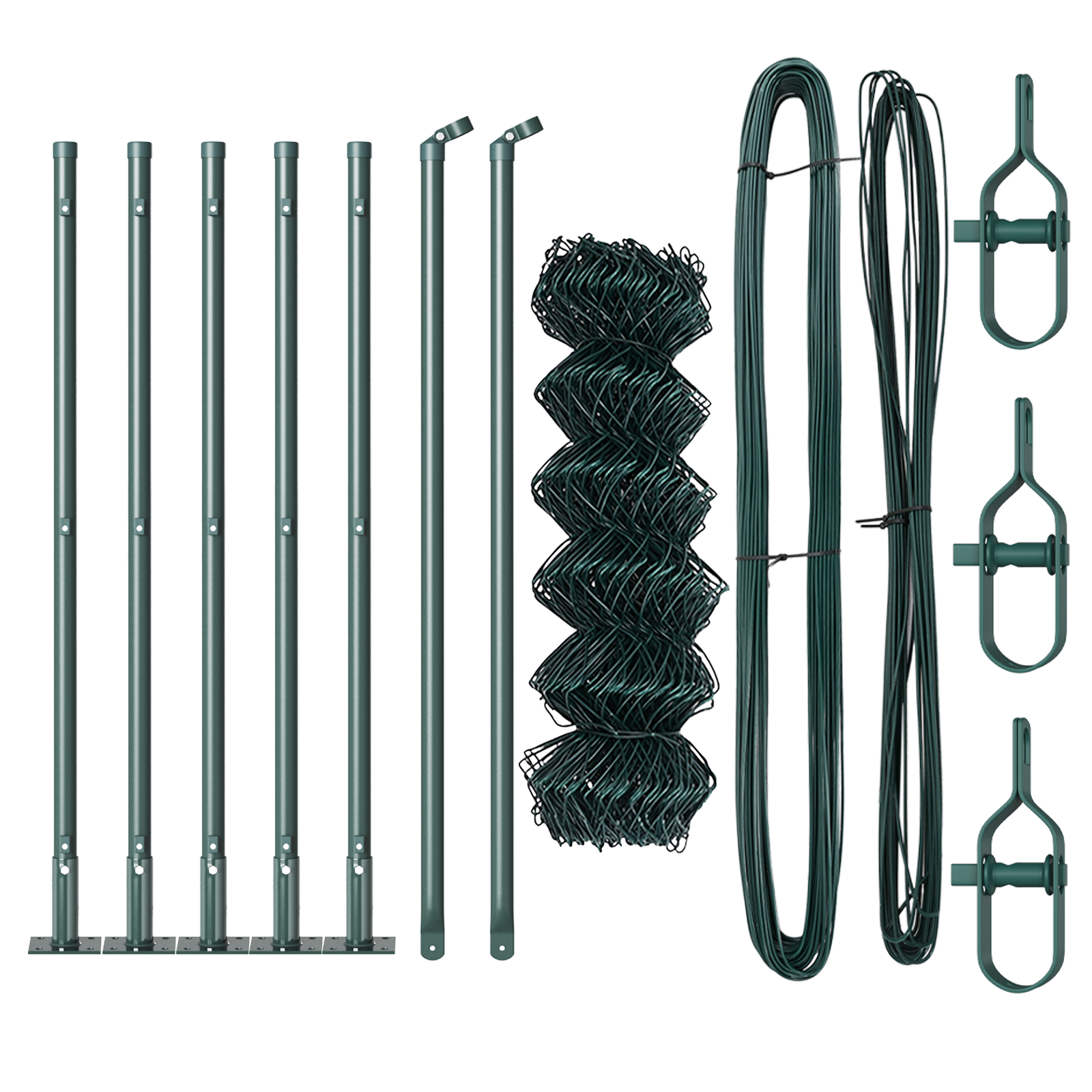 Chain Link Fence with 7 Flanged Posts 0.6x10 m Galvanised Steel - Image 3