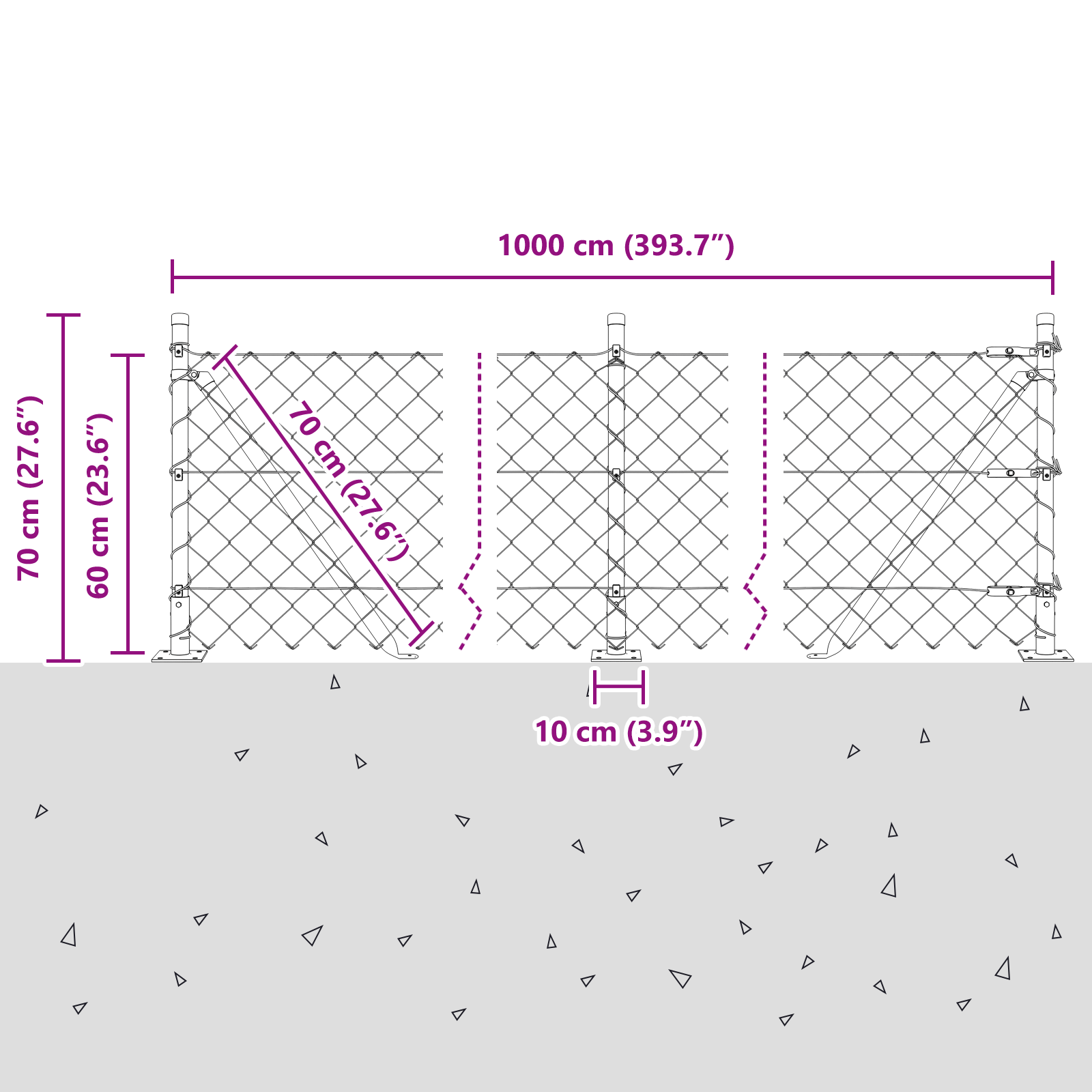 Chain Link Fence with 7 Flanged Posts 0.6x10 m Galvanised Steel - Image 10