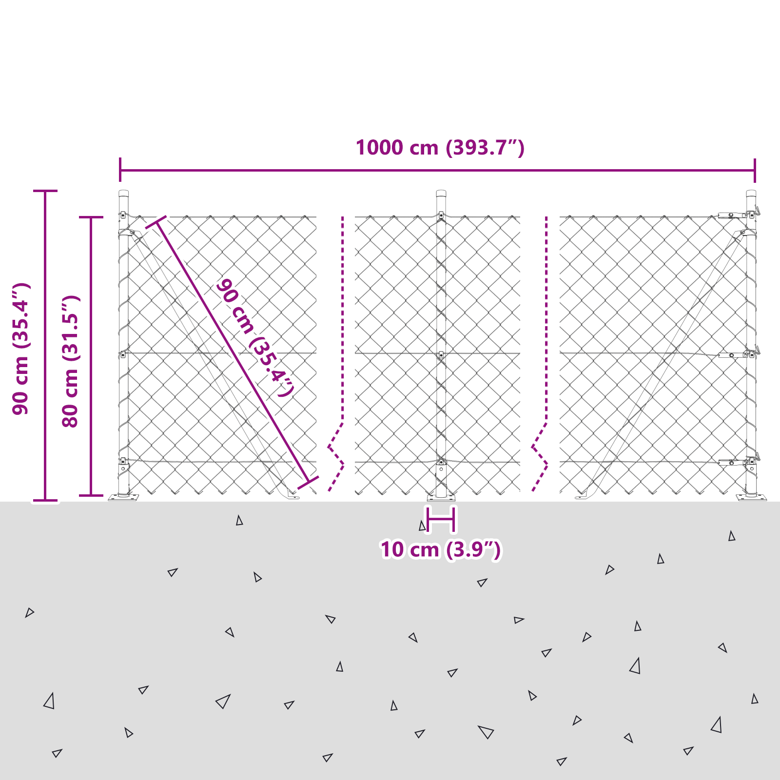 Chain Link Fence with 7 Flanged Posts 0.8x10 m Galvanised Steel - Image 8
