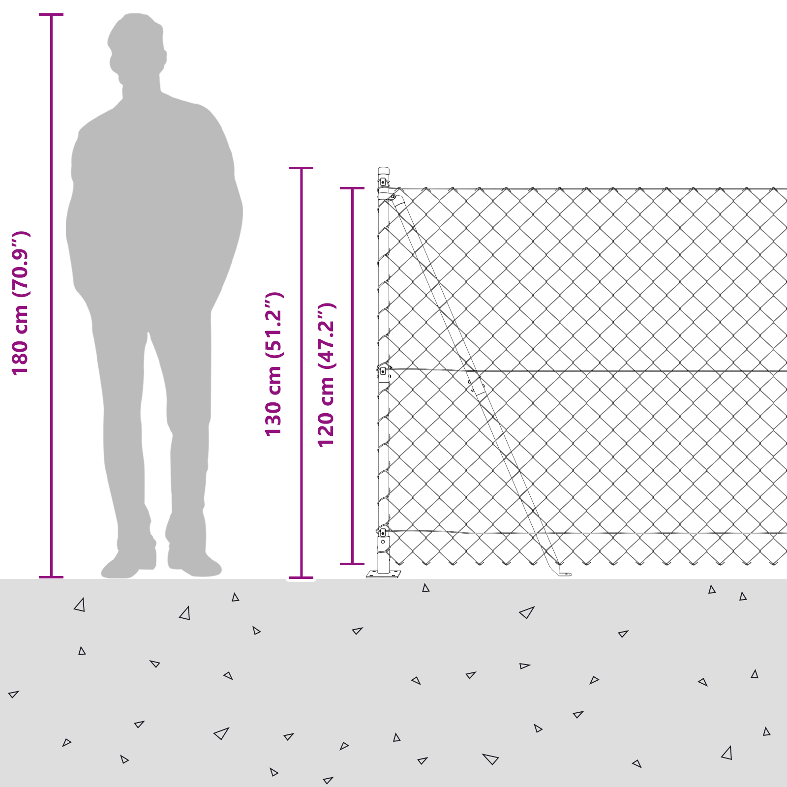 Chain Link Fence with 7 Flanged Posts 1.2x10 m Galvanised Steel - Image 7