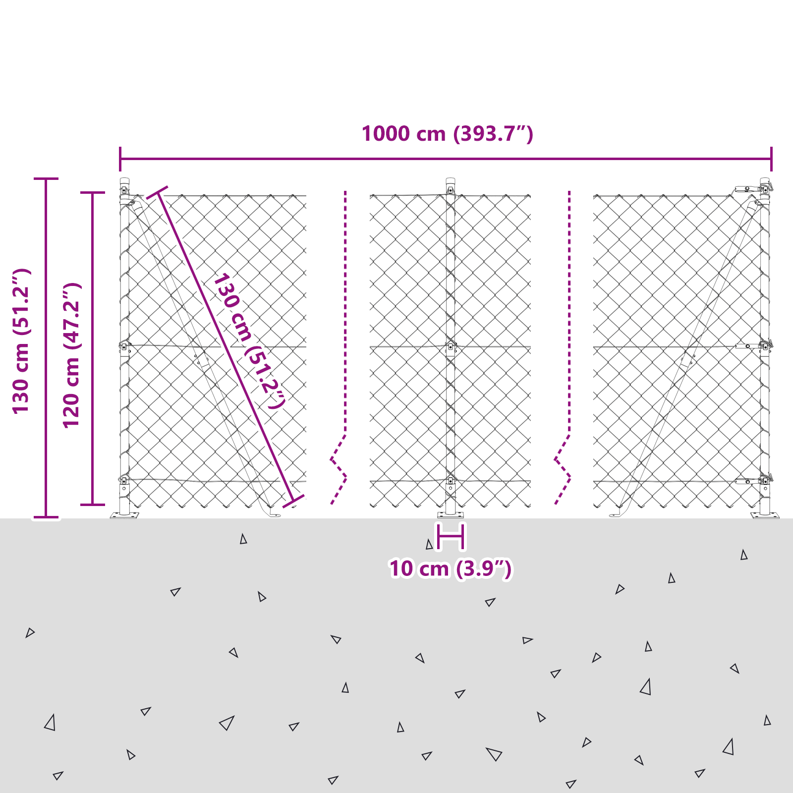 Chain Link Fence with 7 Flanged Posts 1.2x10 m Galvanised Steel - Image 6