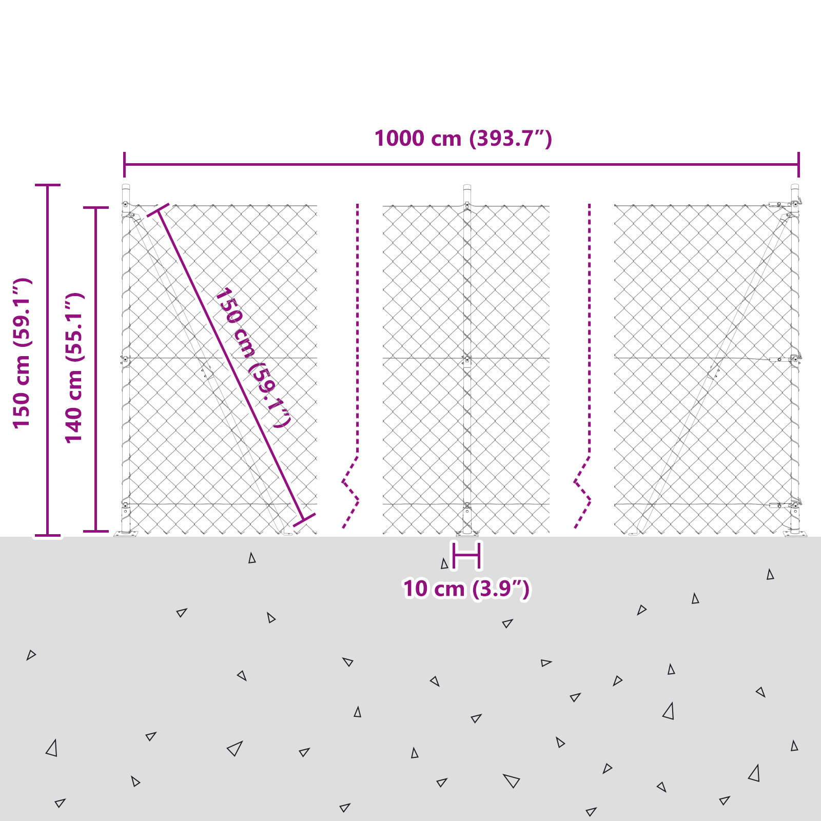 Chain Link Fence with 7 Flanged Posts 1.4x10 m Galvanised Steel - Image 6