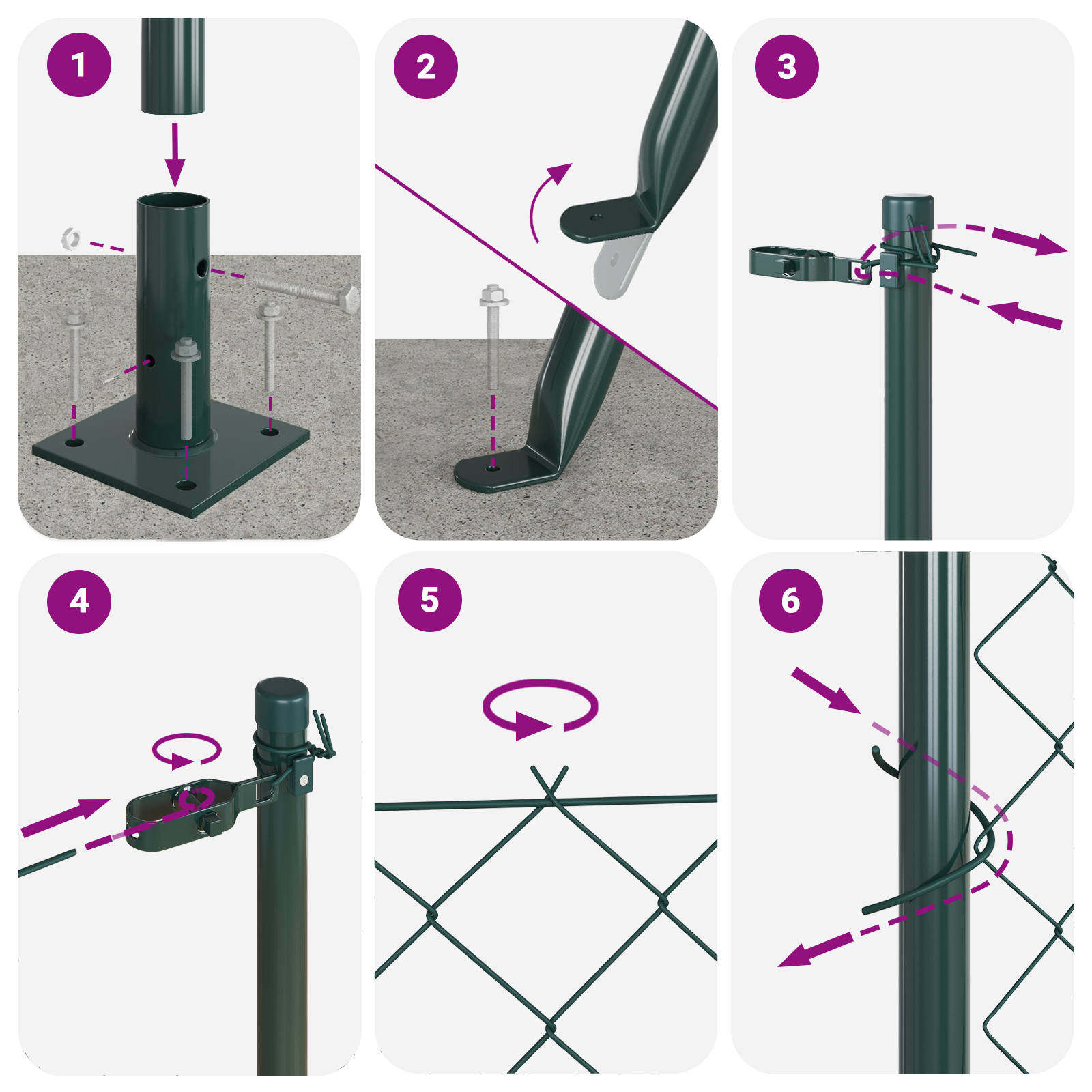 Chain Link Fence with 7 Flanged Posts 1.5x10 m Galvanised Steel - Image 5