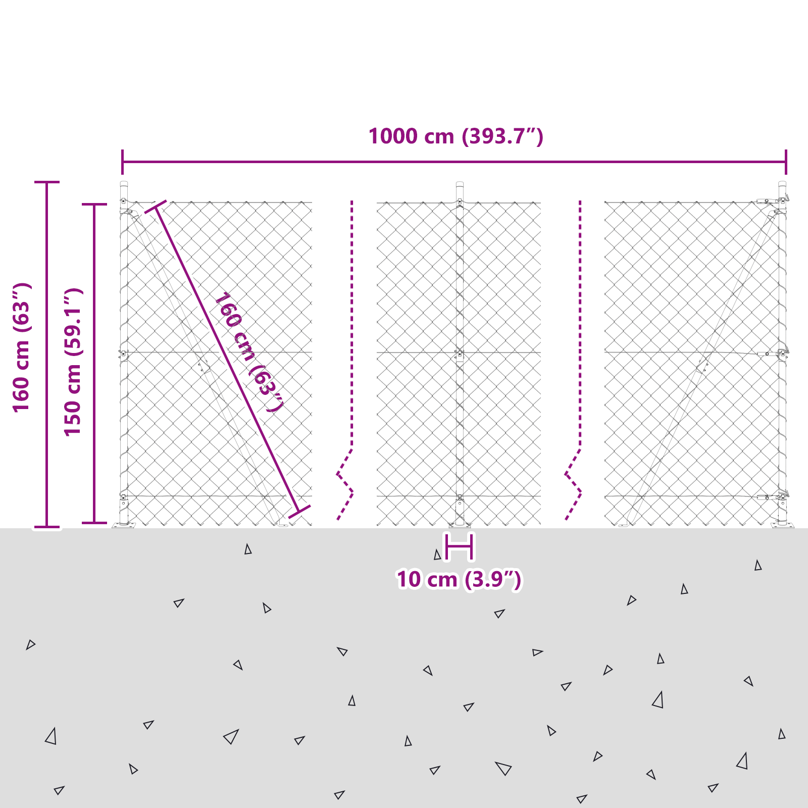 Chain Link Fence with 7 Flanged Posts 1.5x10 m Galvanised Steel - Image 6