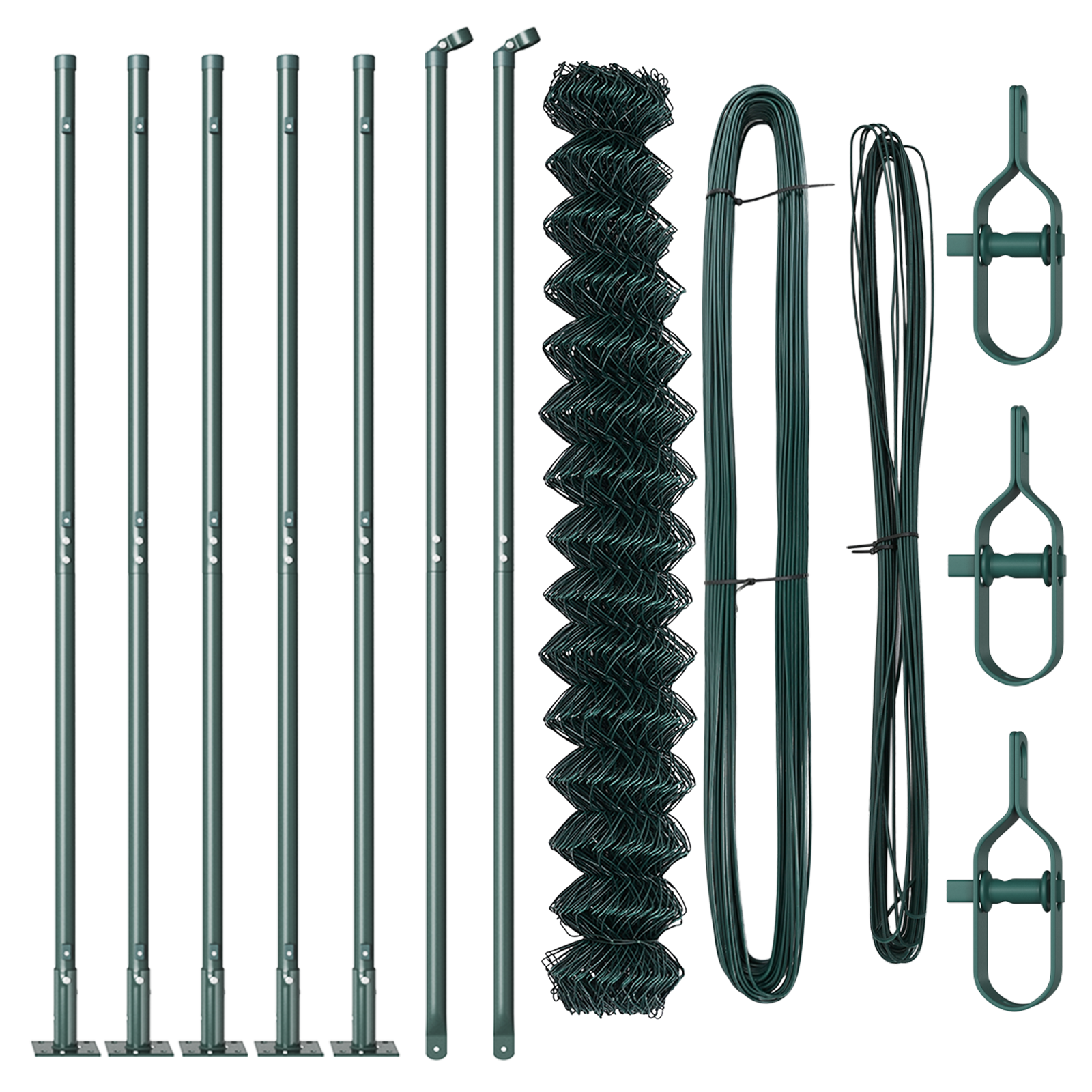 Chain Link Fence with 7 Flanged Posts 1.6x10 m Galvanised Steel - Image 4