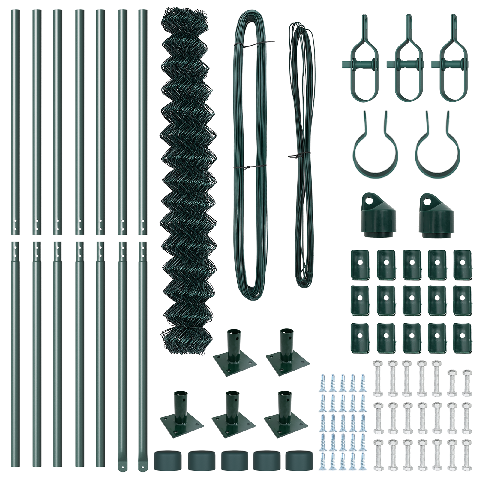 Chain Link Fence with 7 Flanged Posts 1.6x10 m Galvanised Steel - Image 5