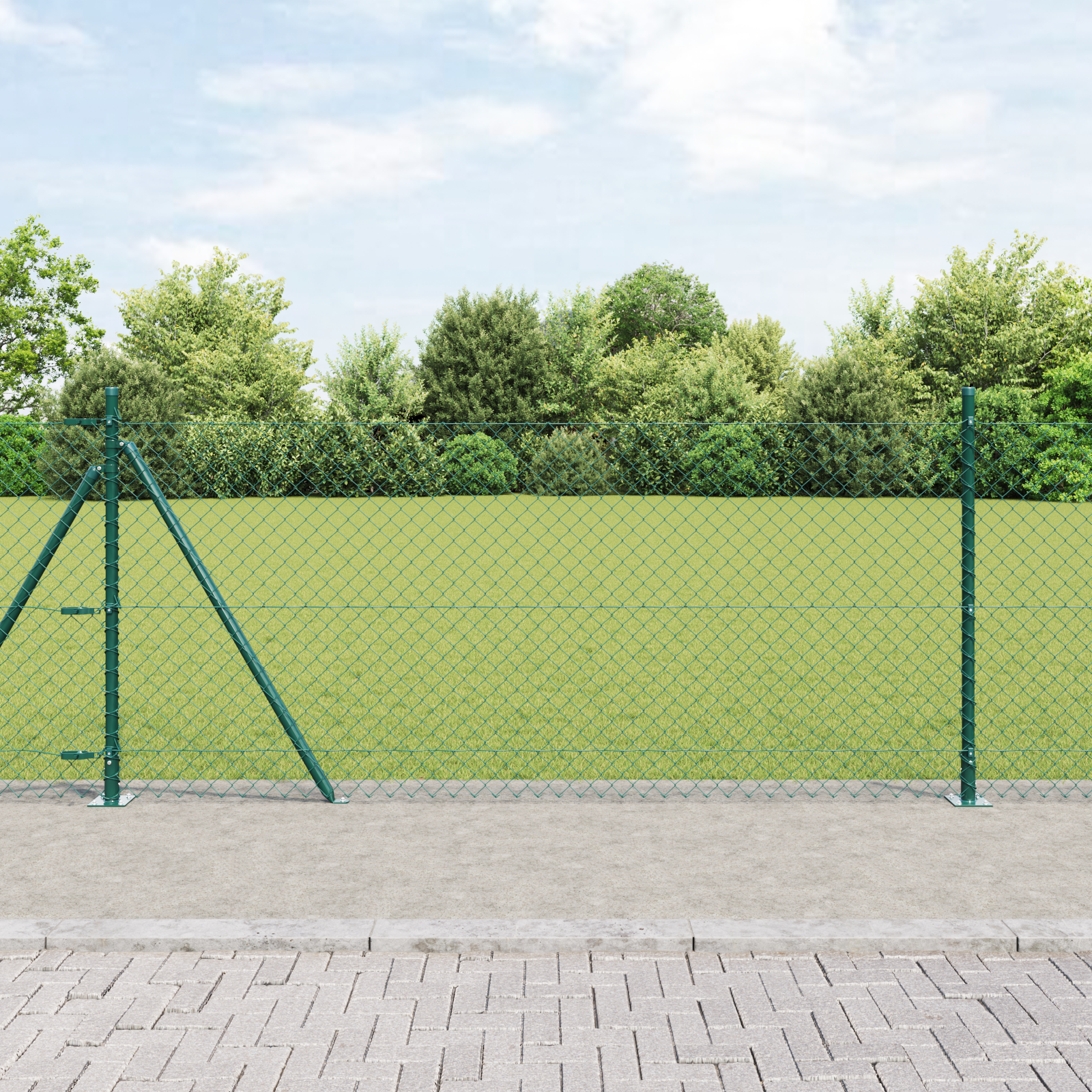Chain Link Fence with 13 Flanged Posts 0.8x25 m Galvanised Steel