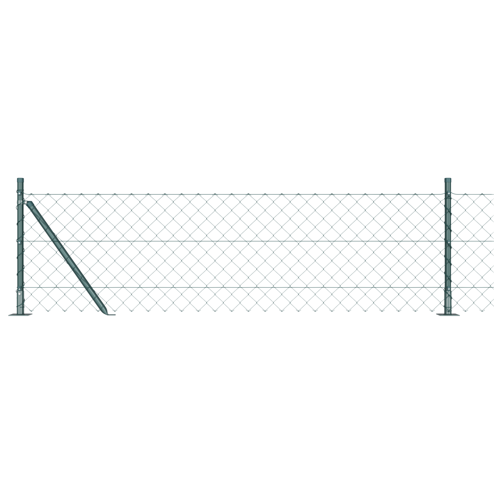 Chain Link Fence with 13 Flanged Posts 0.4x25 m Galvanised Steel - Image 2