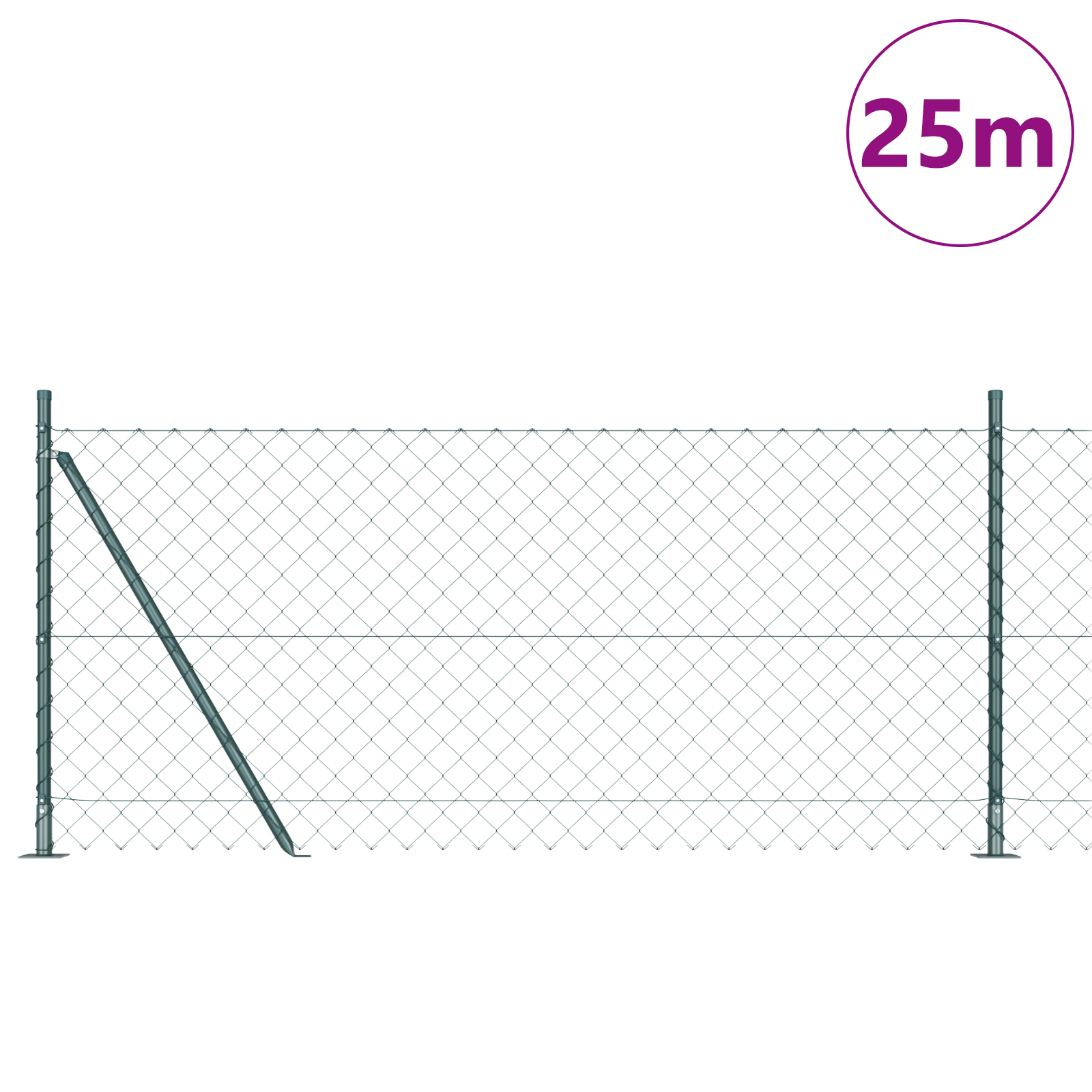 Chain Link Fence Set of 2 Green Powder-Coated Steel 1 x 25 m - Image 3