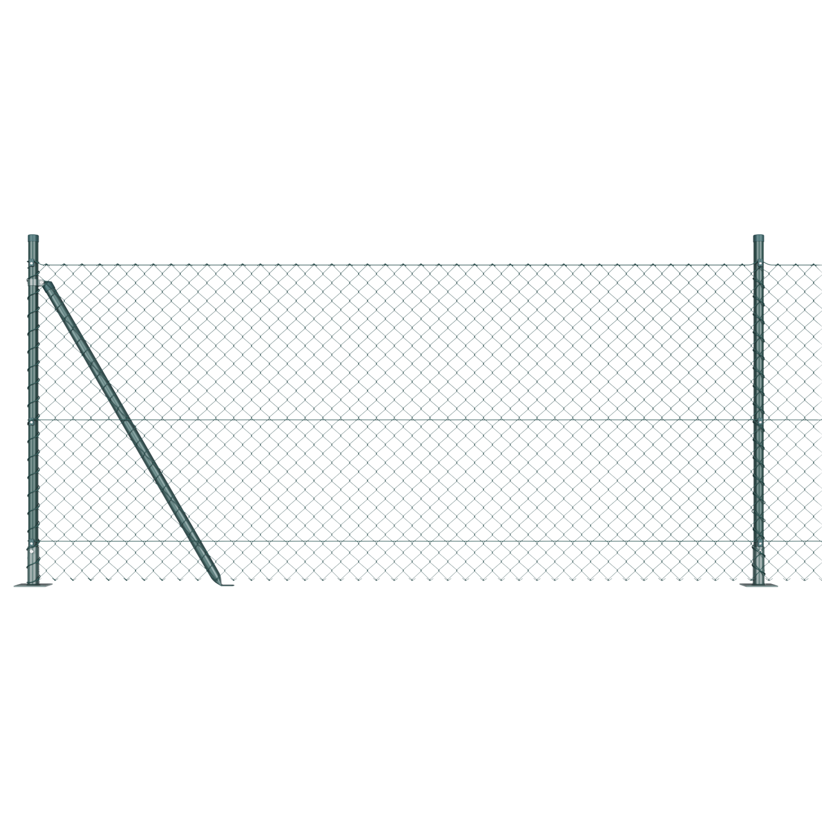 Chain Link Fence Set of 2 Green Powder-Coated Steel 1 x 25 m - Image 2