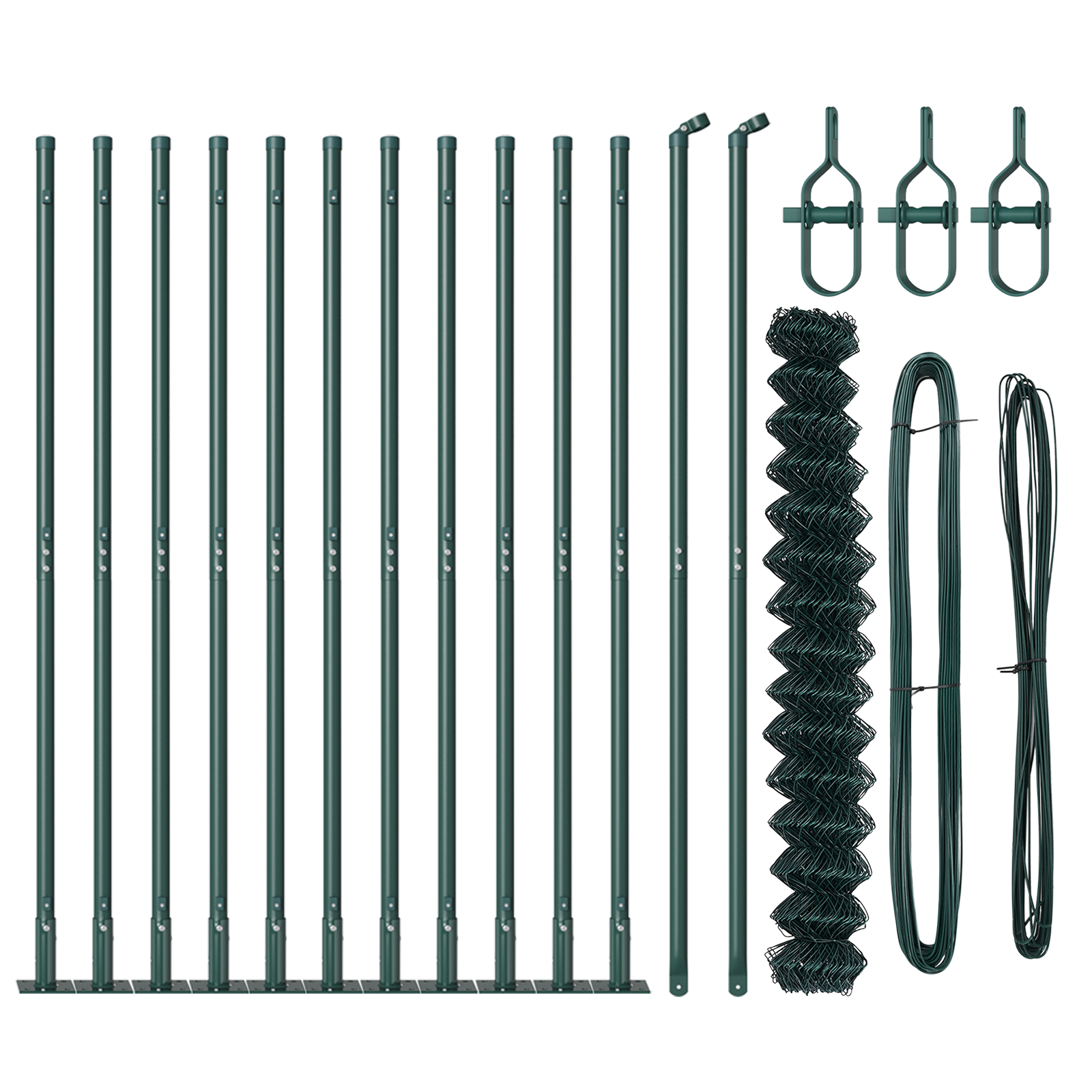 Chain Link Fence Set of 2 Green Metal, Coated Wire Large - Image 4
