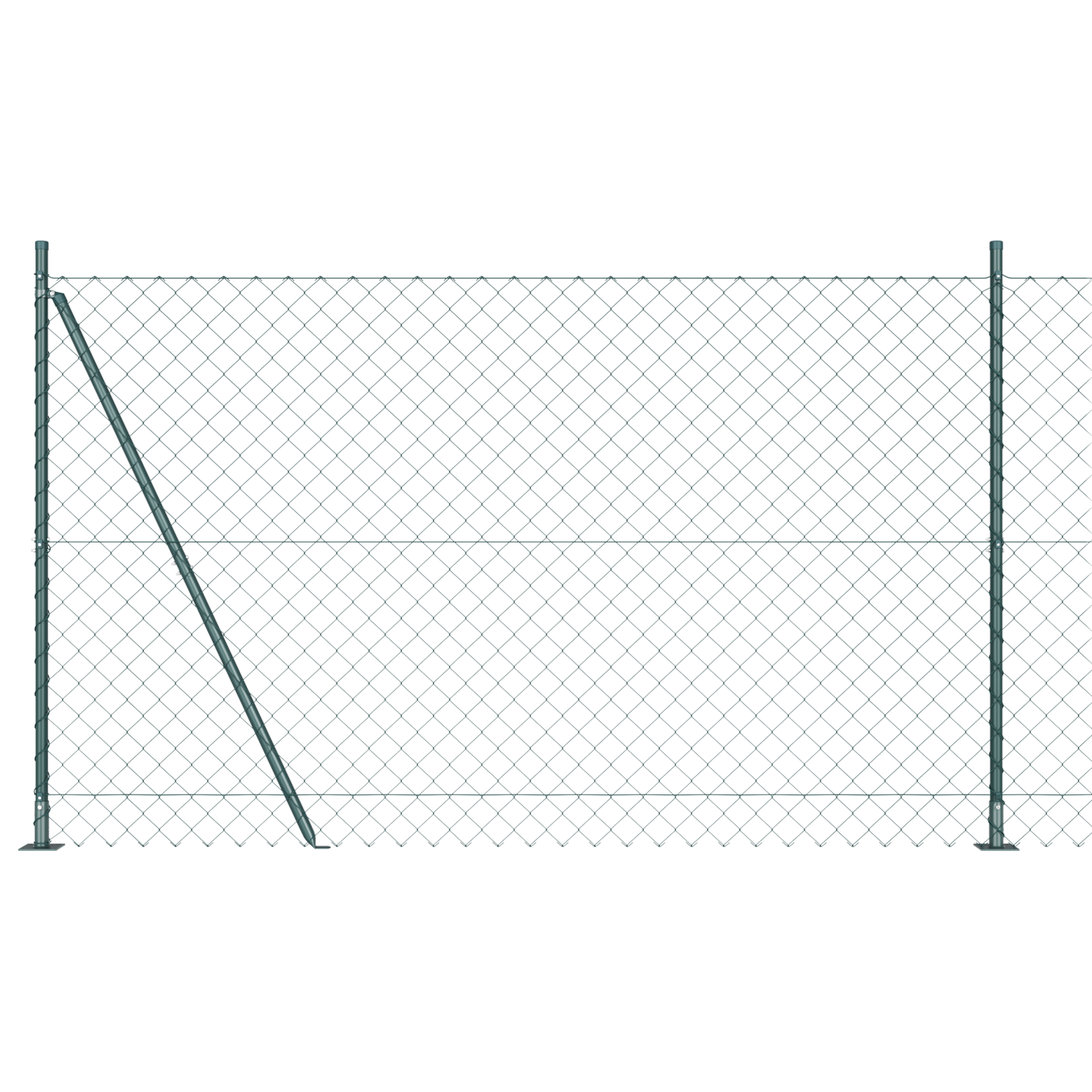 Chain Link Fence Set of 2 Green Metal, Coated Wire Large - Image 2
