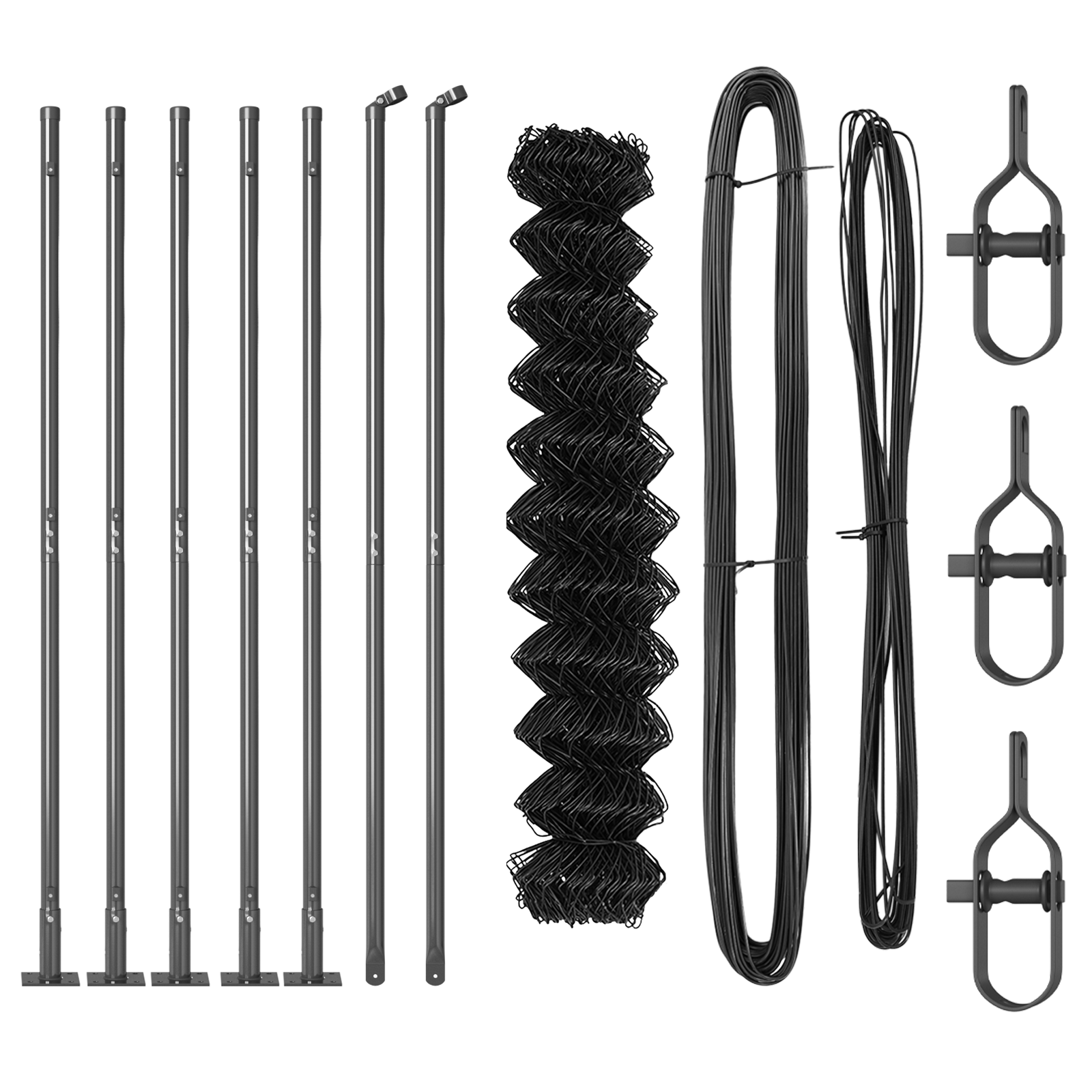 Chain Link Fence with 7 Flanged Posts 0.8x10 m Galvanised Steel - Image 4