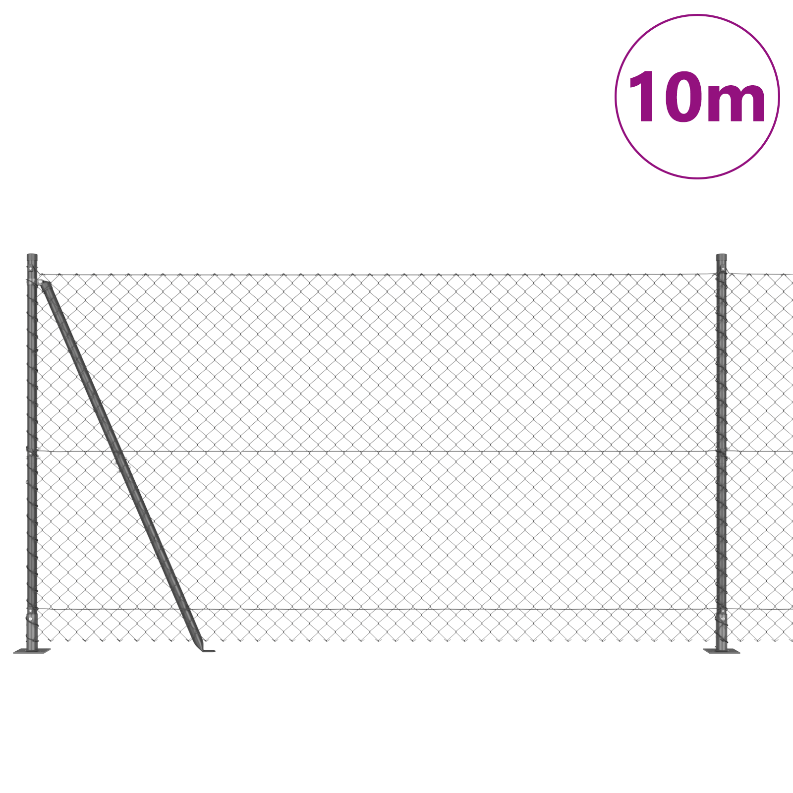 Chain Link Fence with 7 Flanged Posts 1.2x10 m Galvanised Steel - Image 3