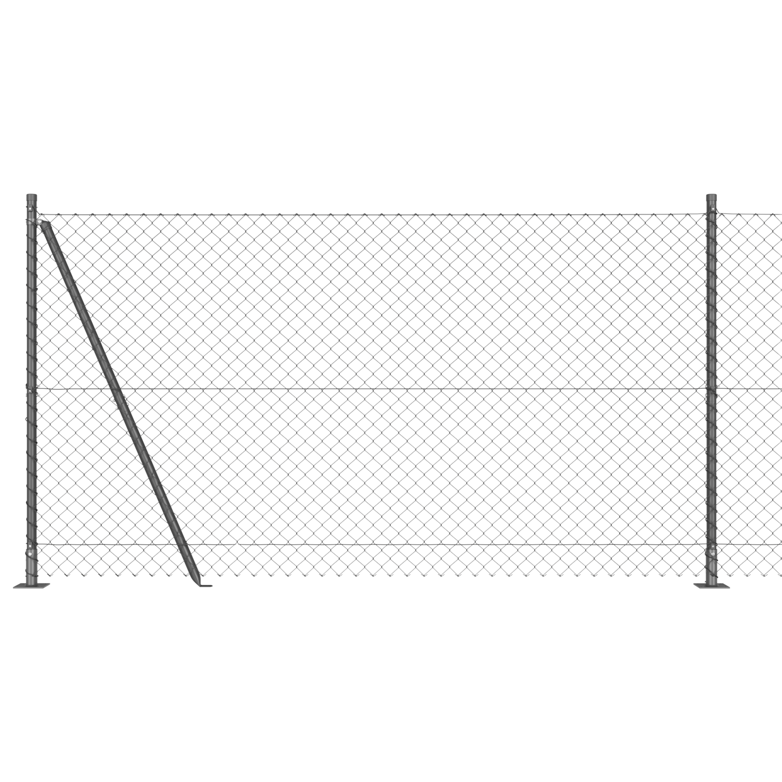 Chain Link Fence with 7 Flanged Posts 1.2x10 m Galvanised Steel - Image 2