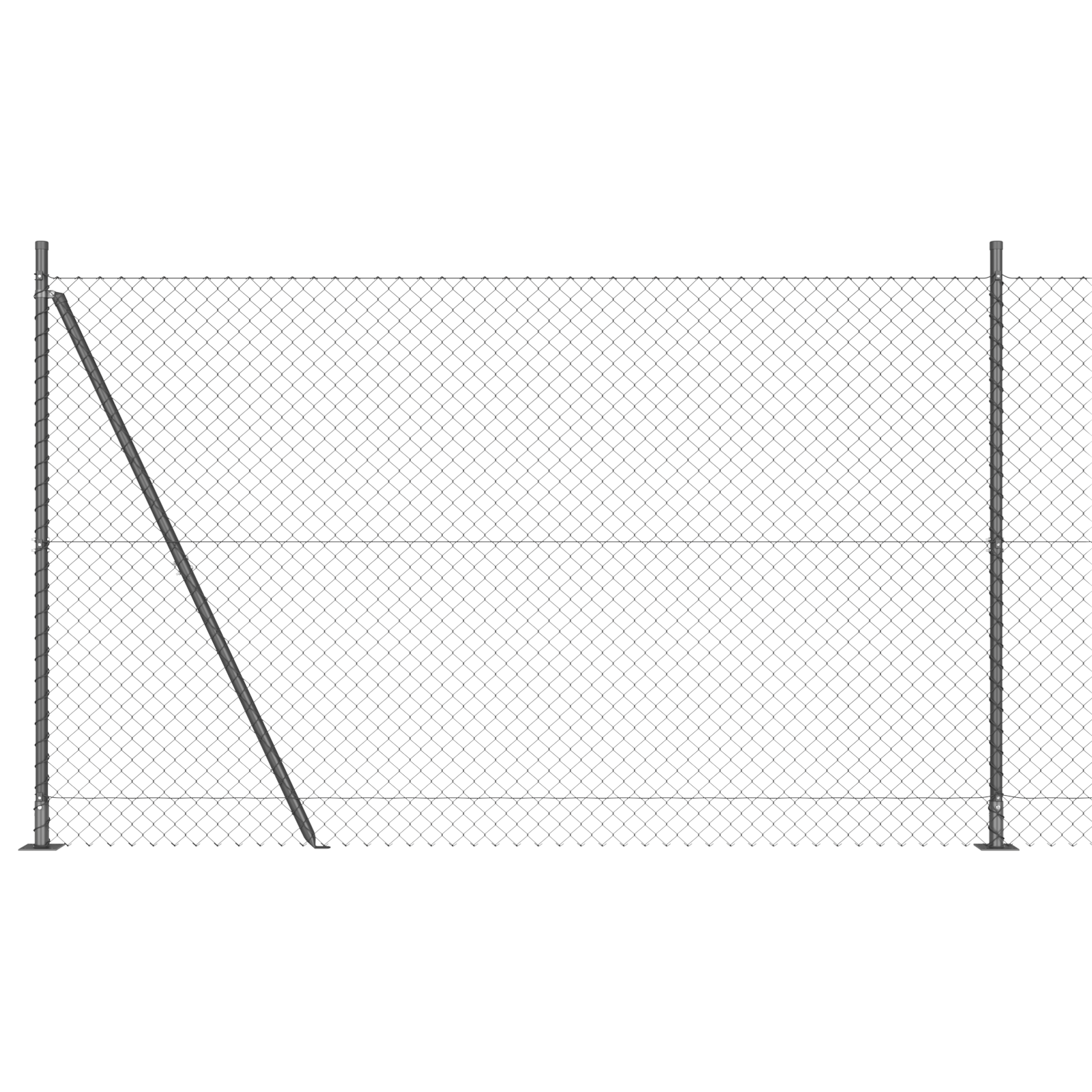 Chain Link Fence with 7 Flanged Posts 1.6x10 m Galvanised Steel - Image 2
