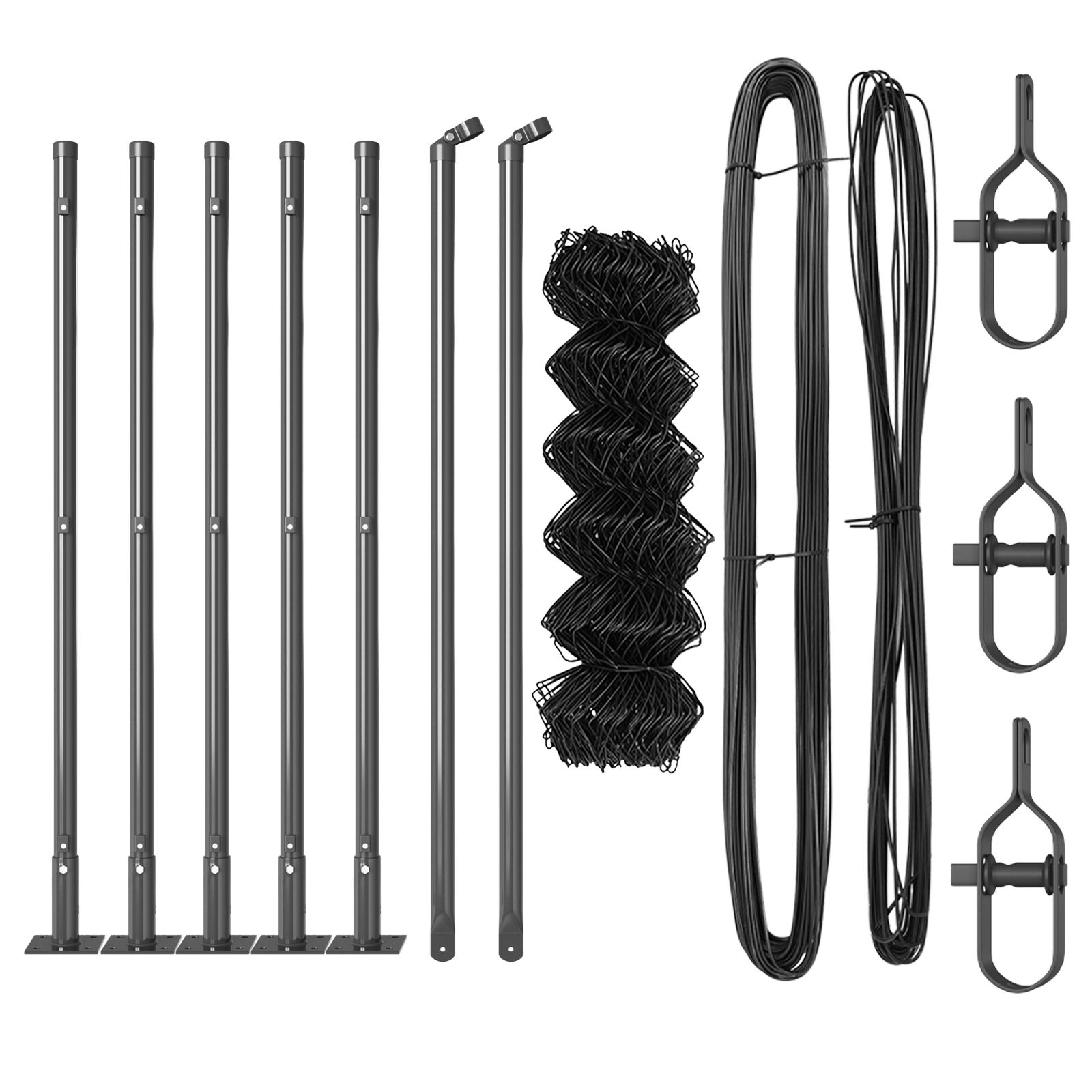 Chain Link Fence with 7 Flanged Posts 0.4x10 m Galvanised Steel - Image 4