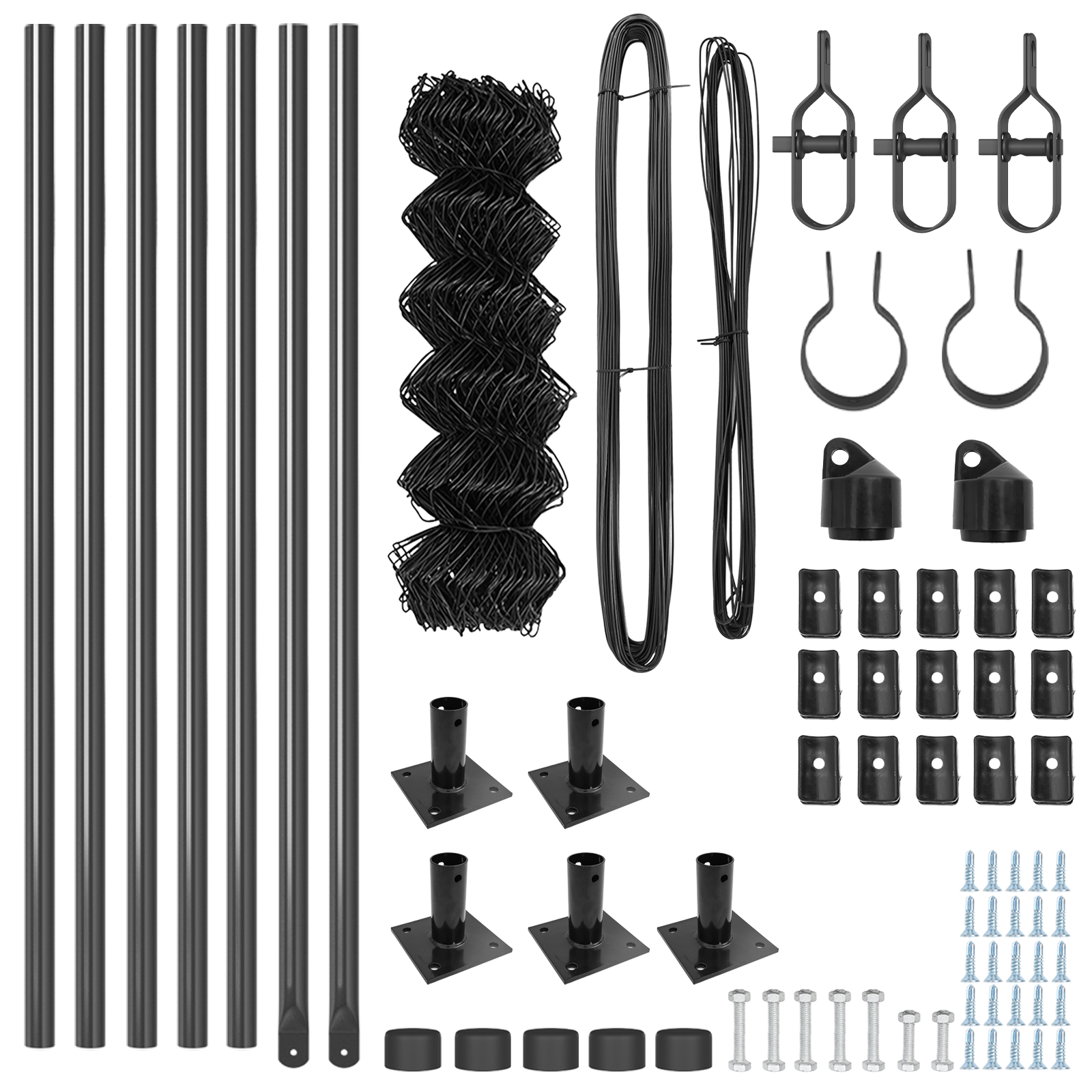 Chain Link Fence with 7 Flanged Posts 0.4x10 m Galvanised Steel - Image 5
