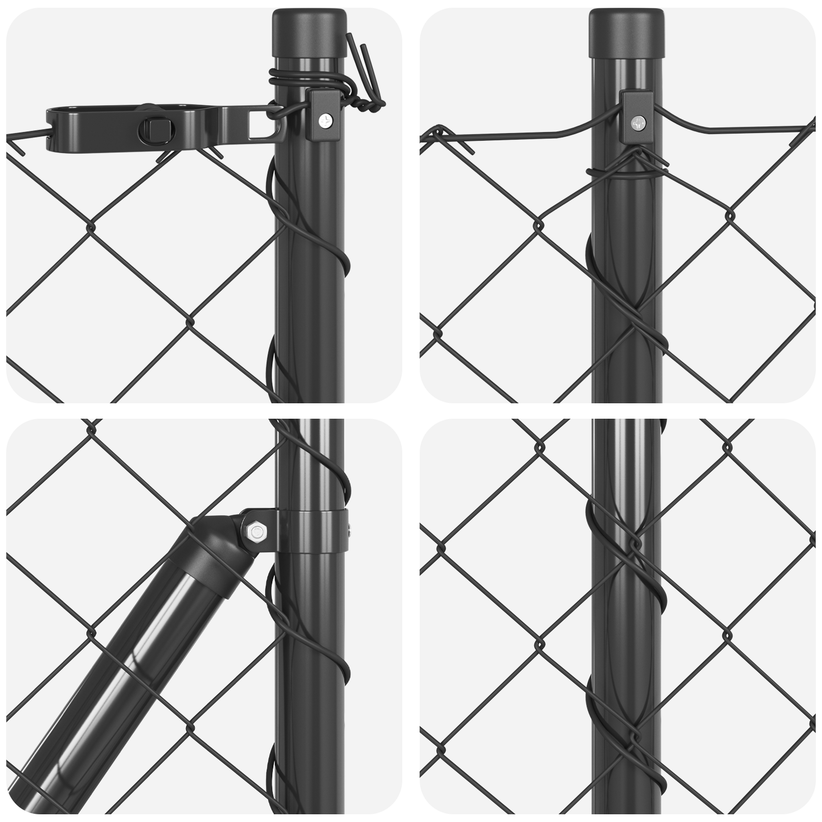 Chain Link Fence with 7 Flanged Posts 0.8x10 m Galvanised Steel - Image 7