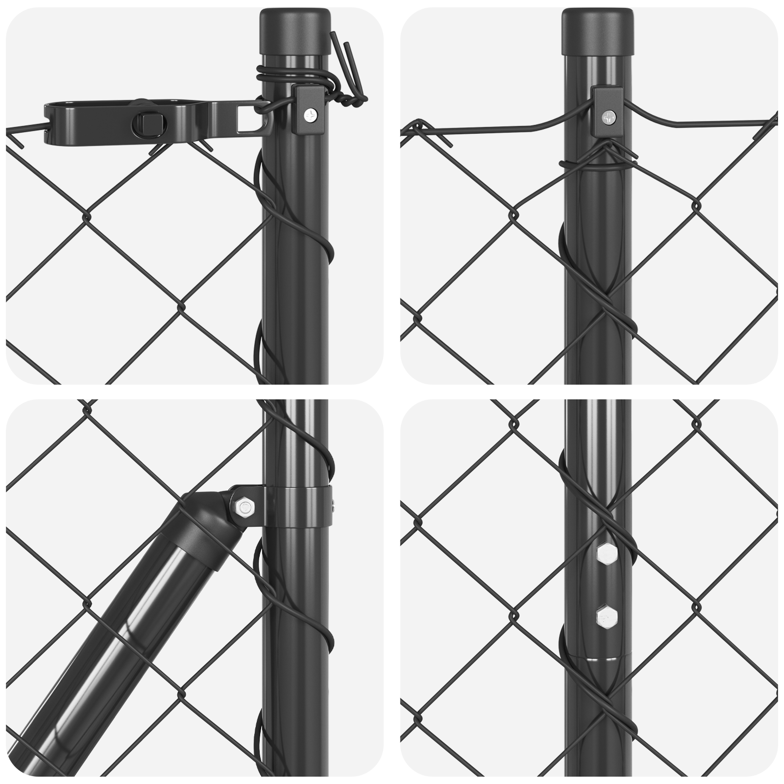 Chain Link Fence with 7 Flanged Posts 1.6x10 m Galvanised Steel - Image 7