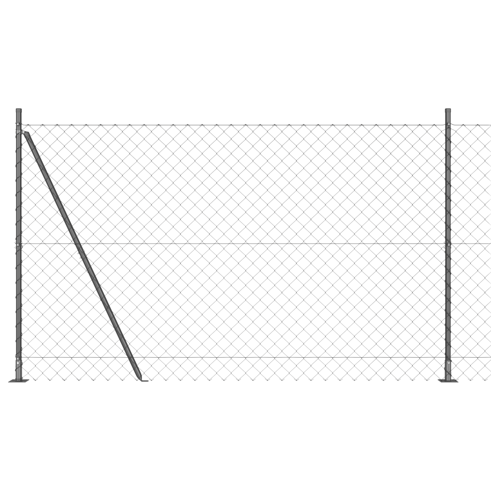 Chain Link Fence with 7 Flanged Posts 1.6x10 m Galvanised Steel - Image 2