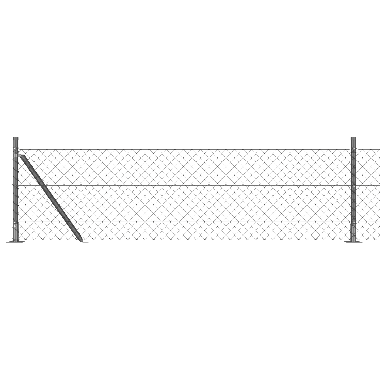 Chain Link Fence with 13 Flanged Posts 0.4x25 m Galvanised Steel - Image 2