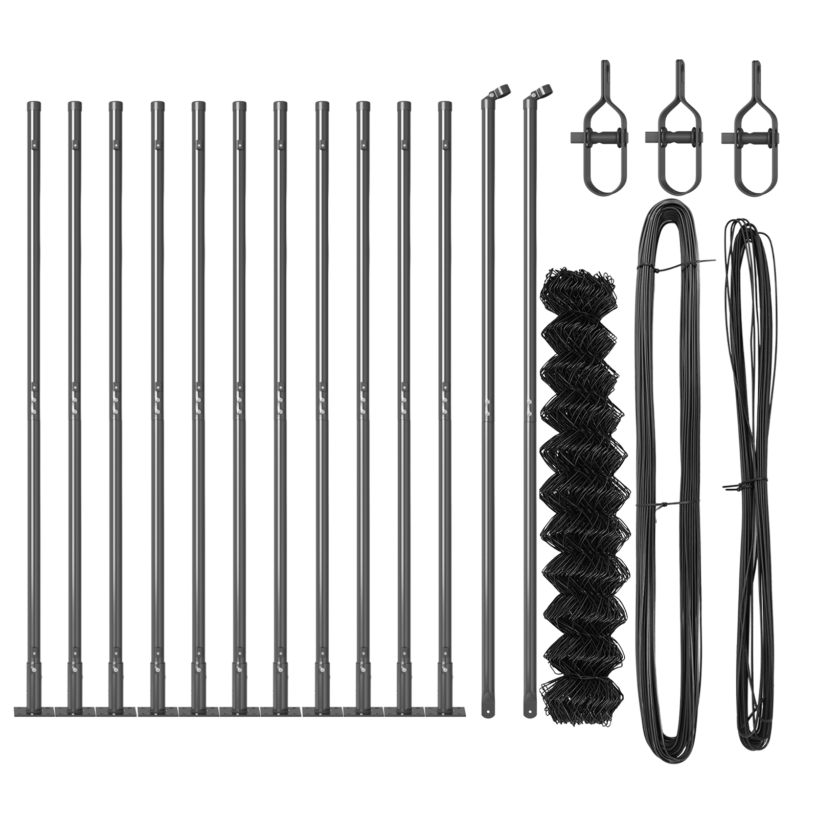 Chain Link Fence Set of 2 Grey Metal, Plastic 25 x 0.8 m - Image 4