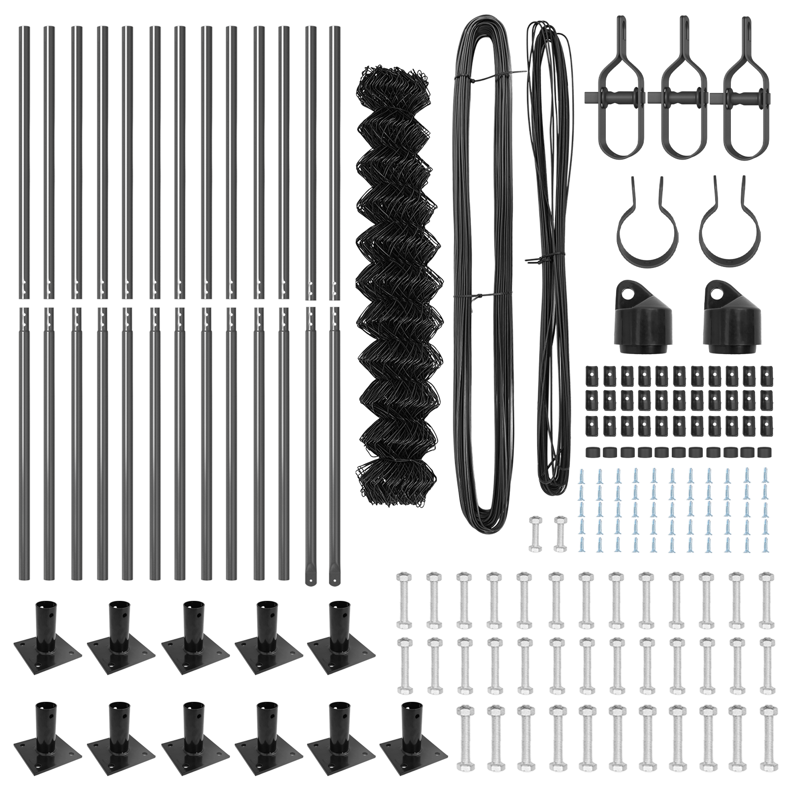 Chain Link Fence Set of 2 Grey Metal, Plastic 25 x 0.8 m - Image 5