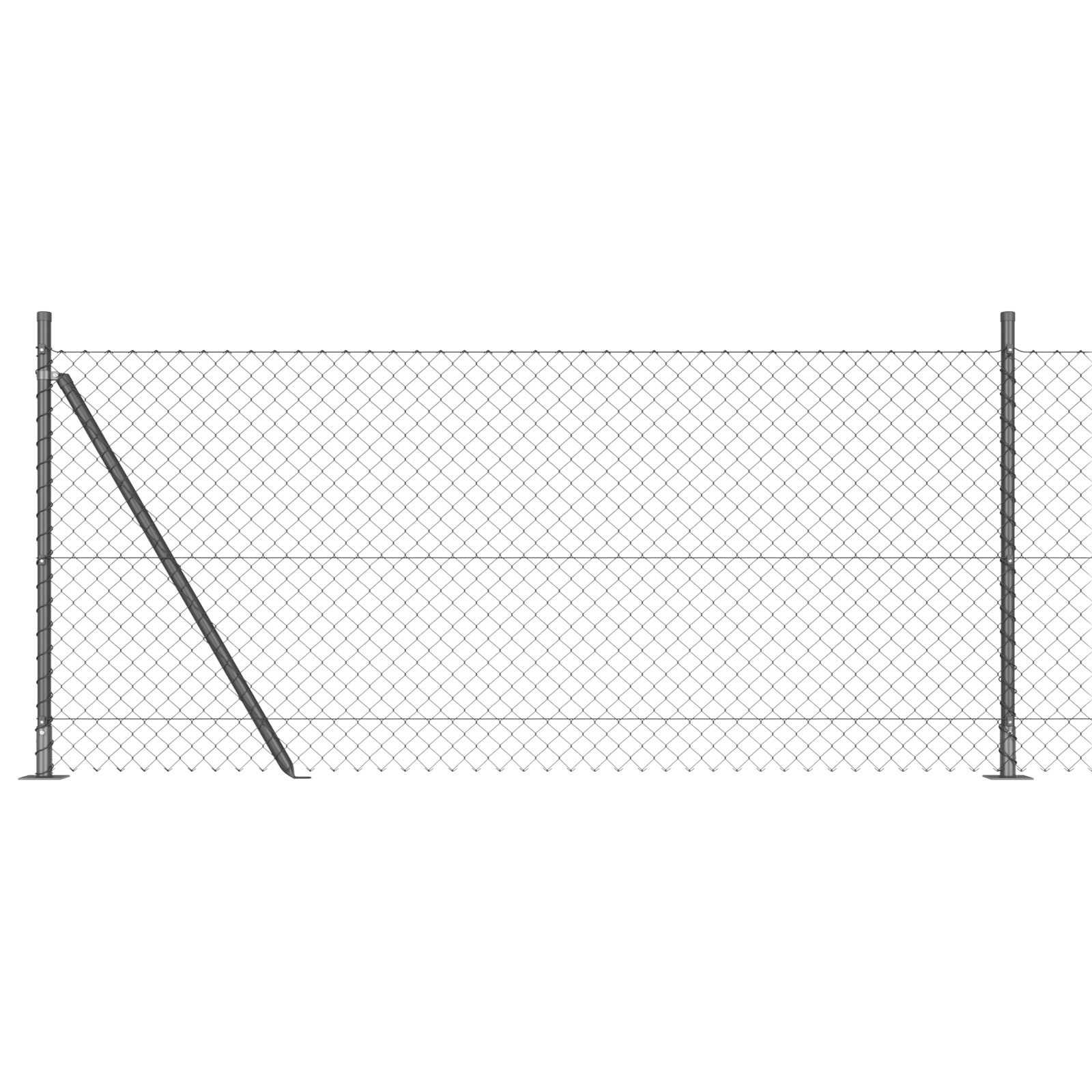 Chain Link Fence Set of 2 Grey Metal, Plastic 25 x 0.8 m - Image 2