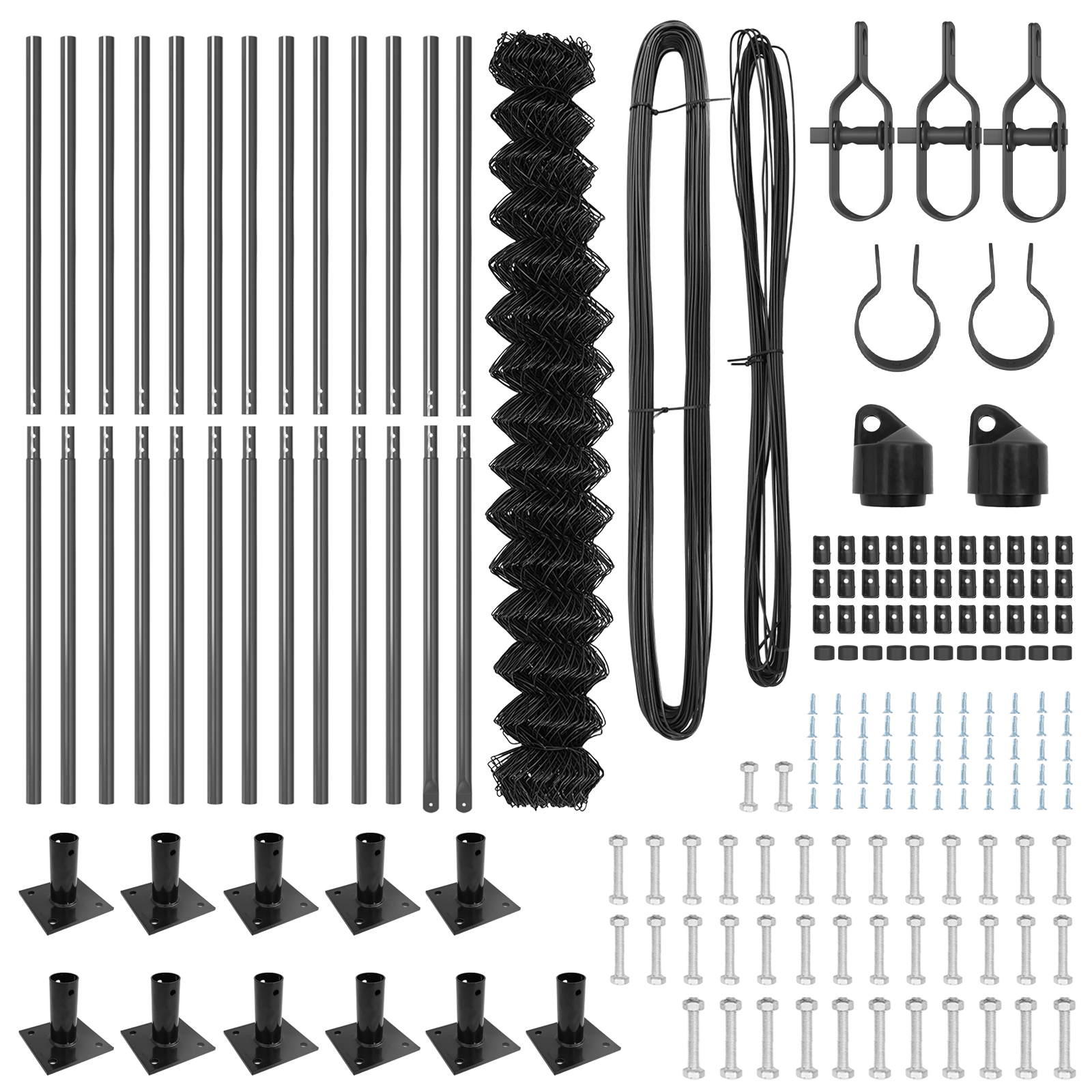 Chain Link Fence Set of 2 Grey Powder-Coated Steel 25 x 1.5 m - Image 5