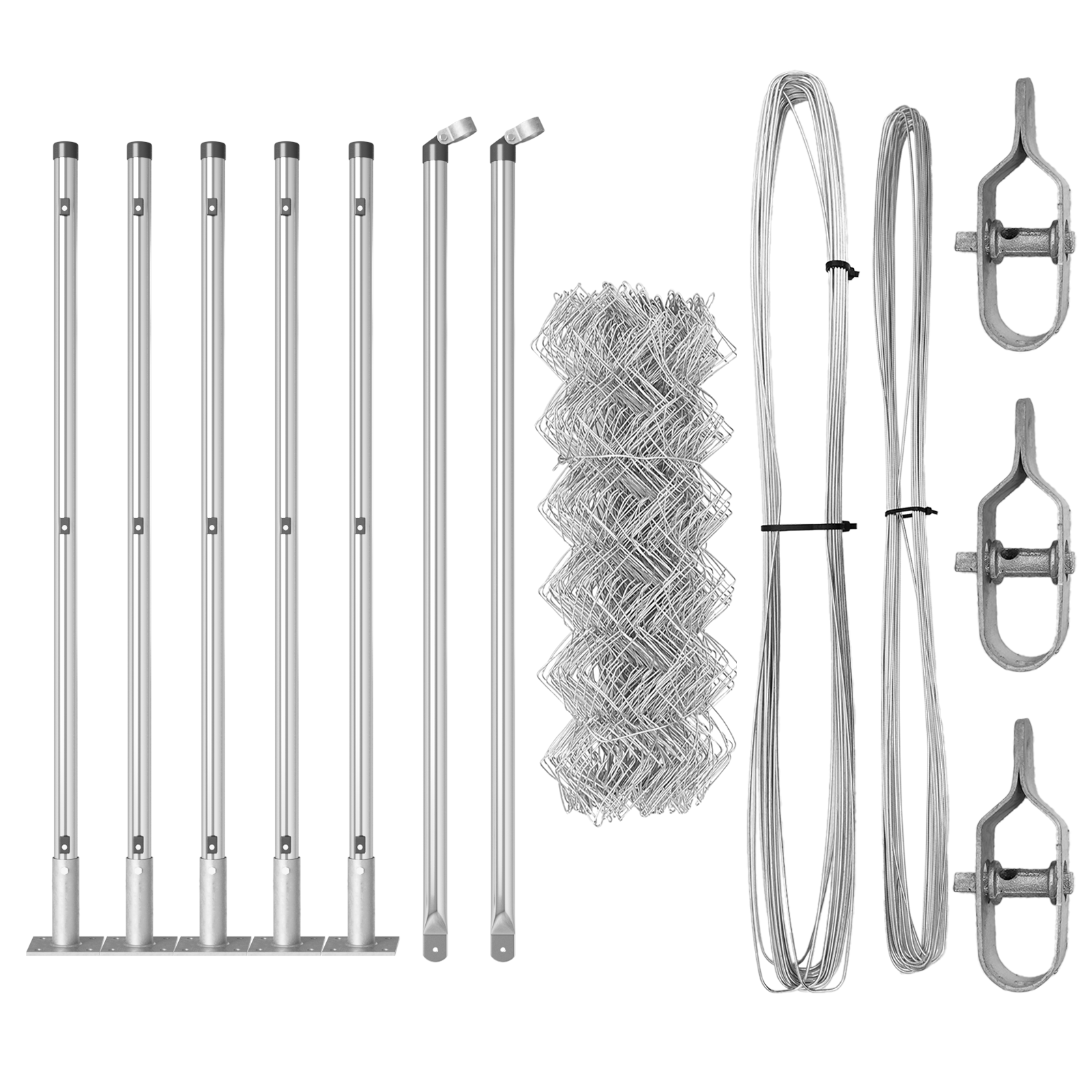 Chain Link Fence with 7 Flanged Posts 0.4x10 m Galvanised Steel - Image 4