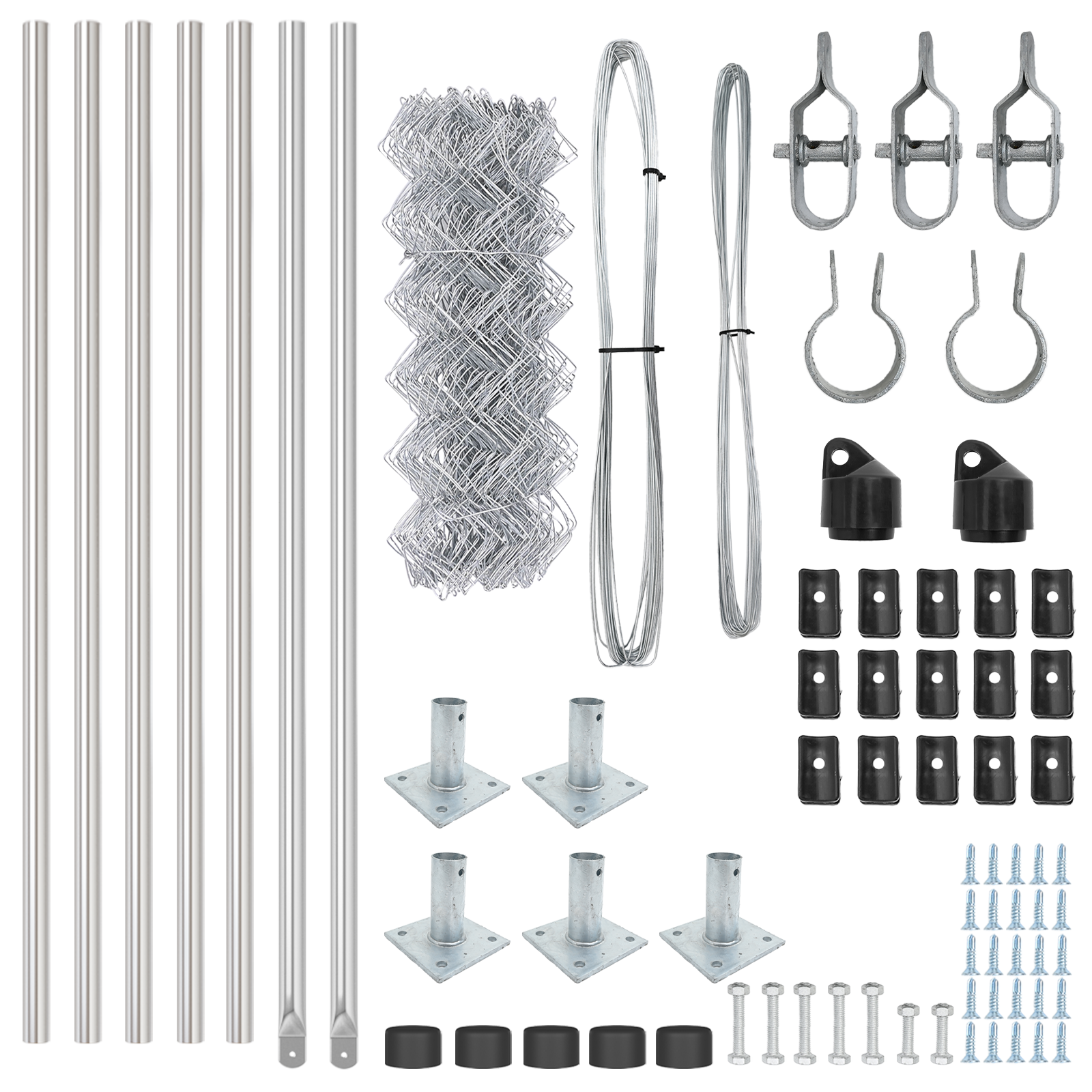 Chain Link Fence with 7 Flanged Posts 0.6 x 10 m Galvanised Steel - Image 5