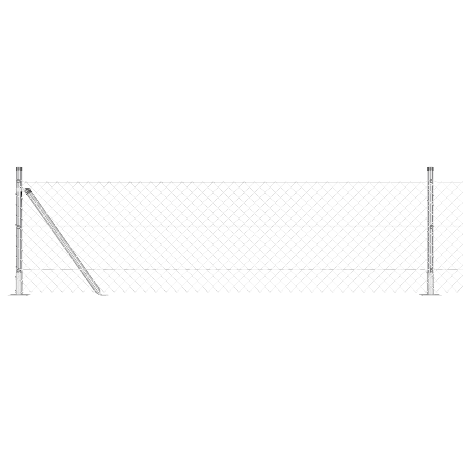 Chain Link Fence with 7 Flanged Posts 0.6 x 10 m Galvanised Steel - Image 2