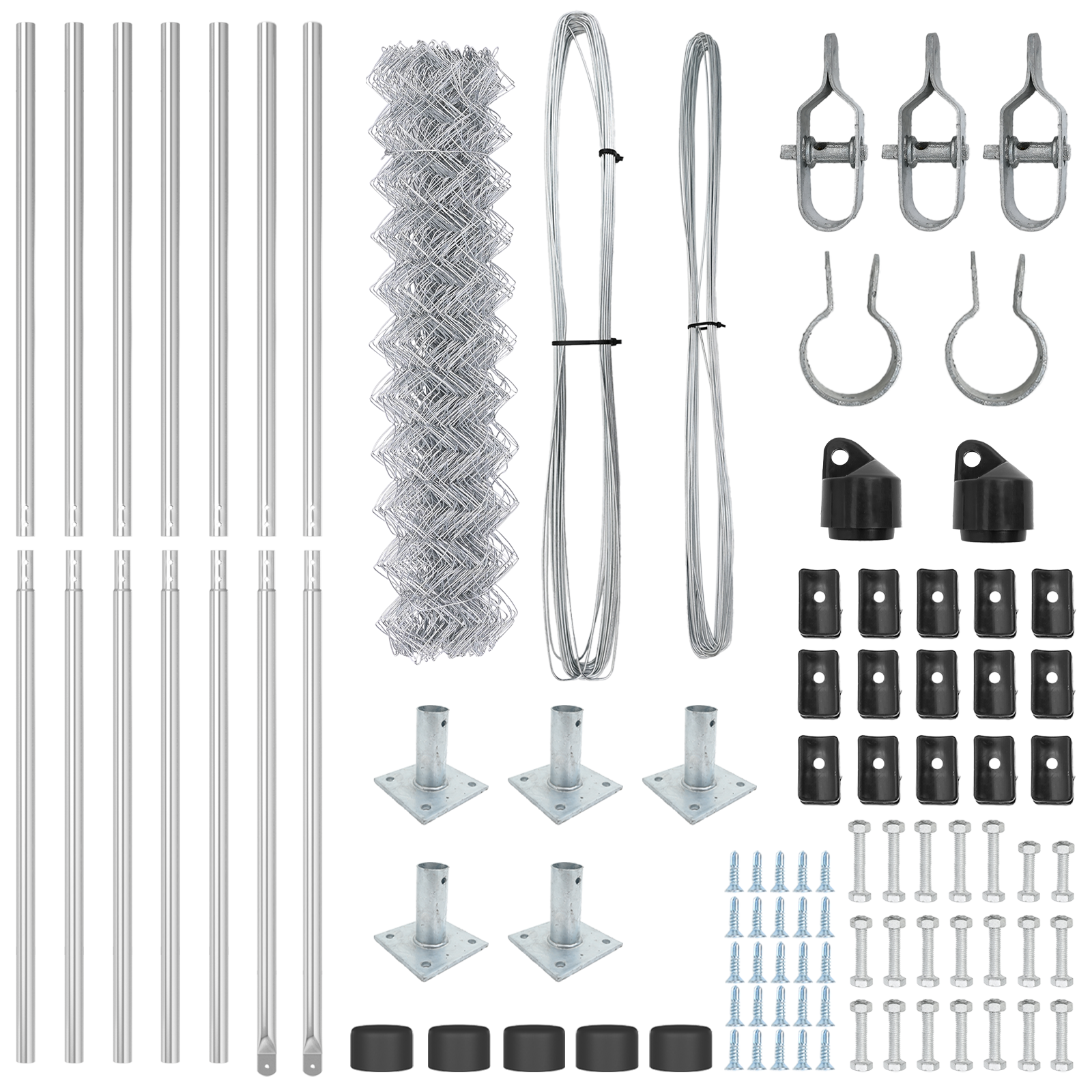 Chain Link Fence with 7 Flanged Posts 1x10 m Galvanised Steel - Image 5