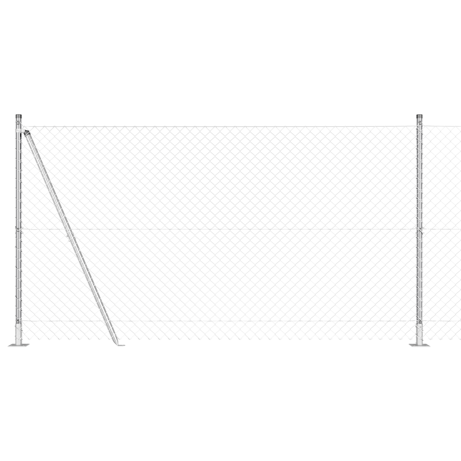 Chain Link Fence with 7 Flanged Posts 1.2x10 m Galvanised Steel - Image 2