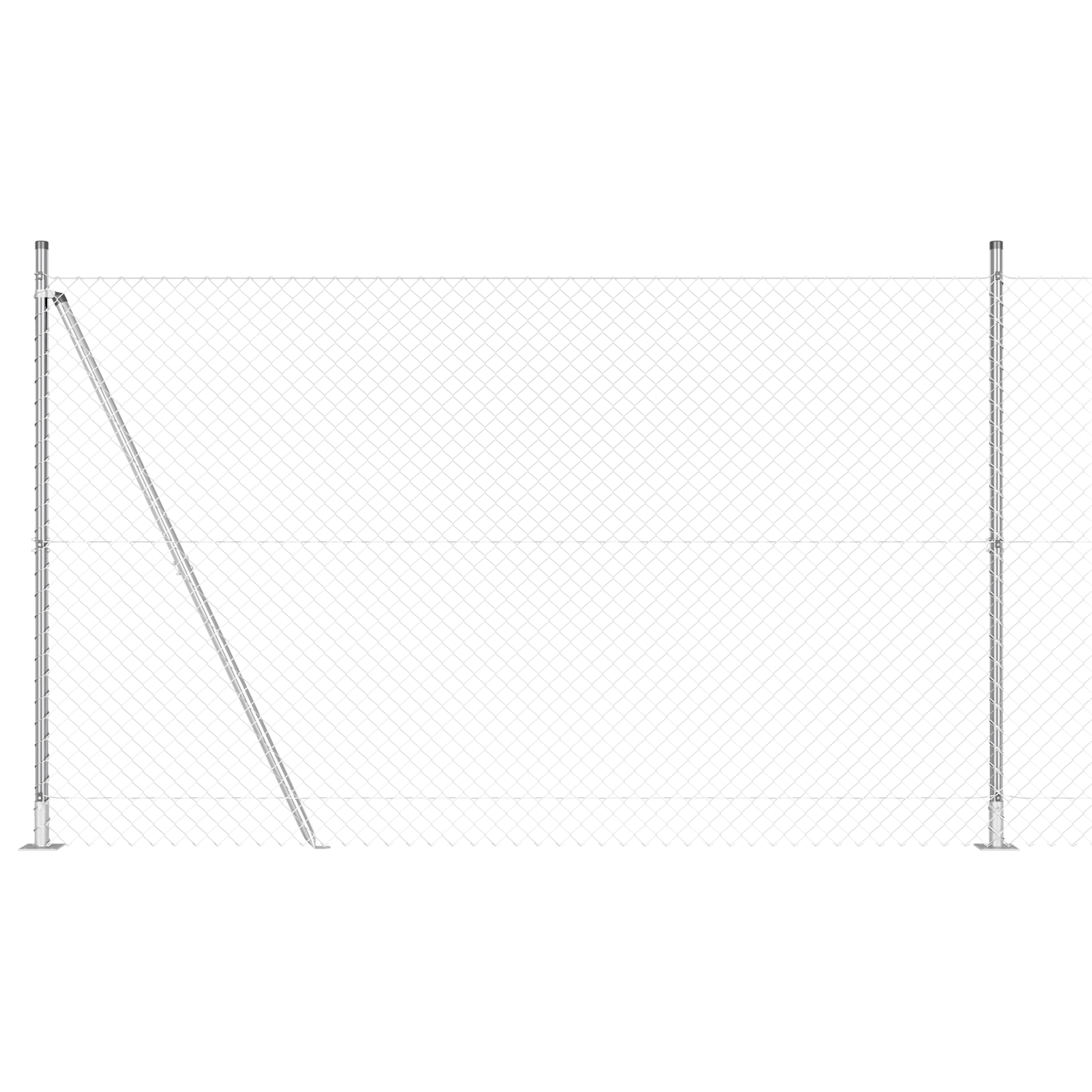 Chain Link Fence with 7 Flanged Posts 1.6x10 m Galvanised Steel - Image 2