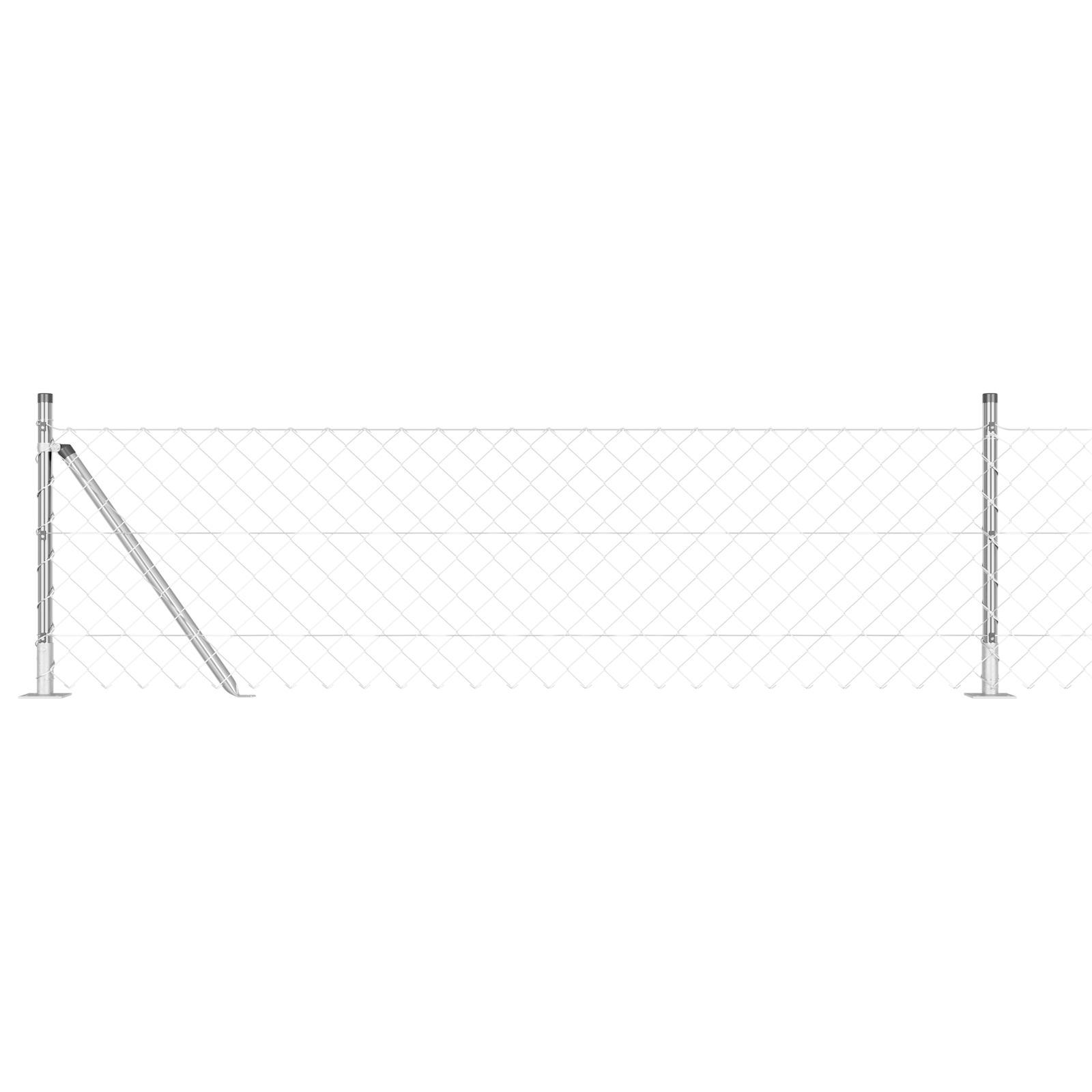 Chain Link Fence with 7 Flanged Posts 0.6x10 m Galvanised Steel - Image 2