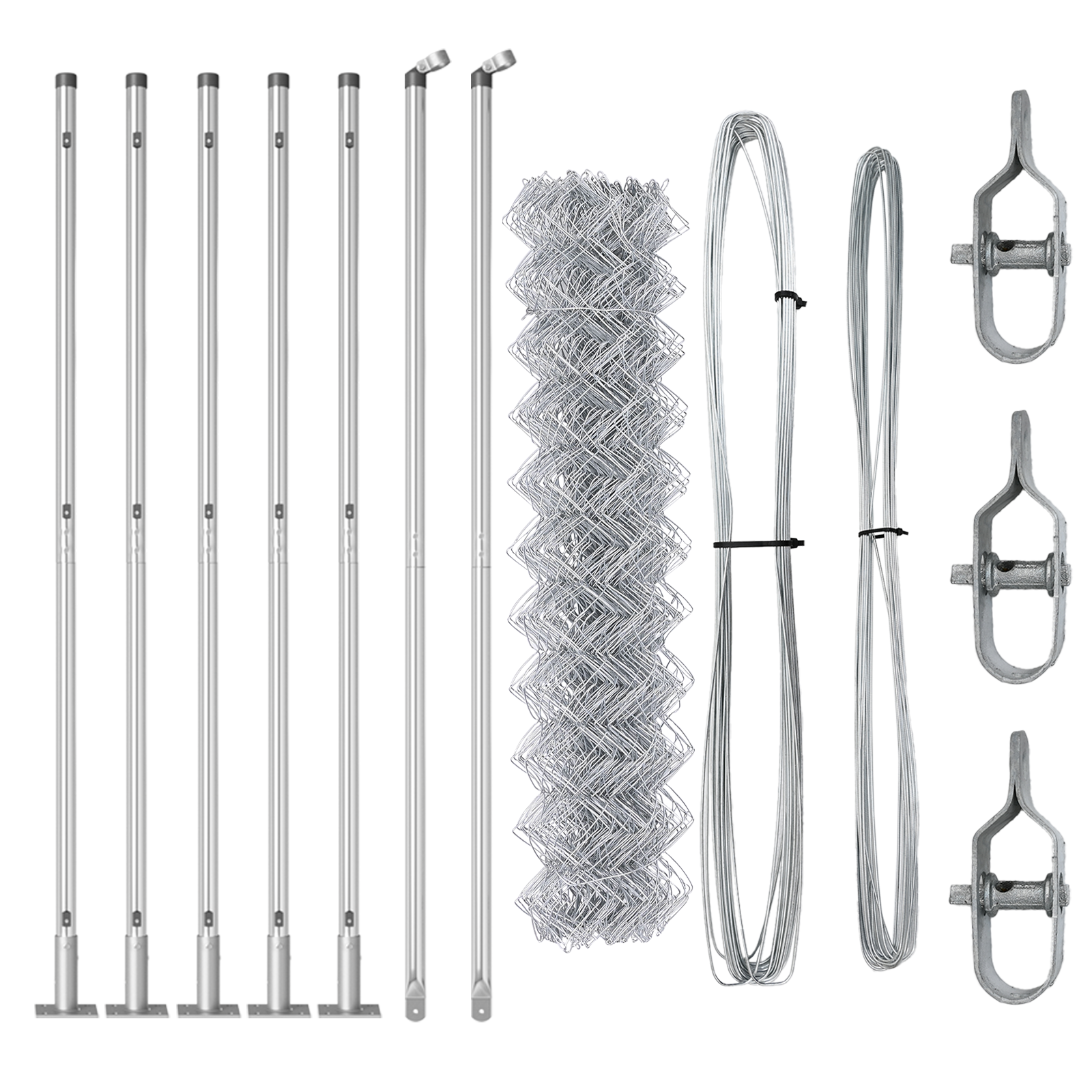 Chain Link Fence with 7 Flanged Posts 1.2x10 m Galvanised Steel - Image 4