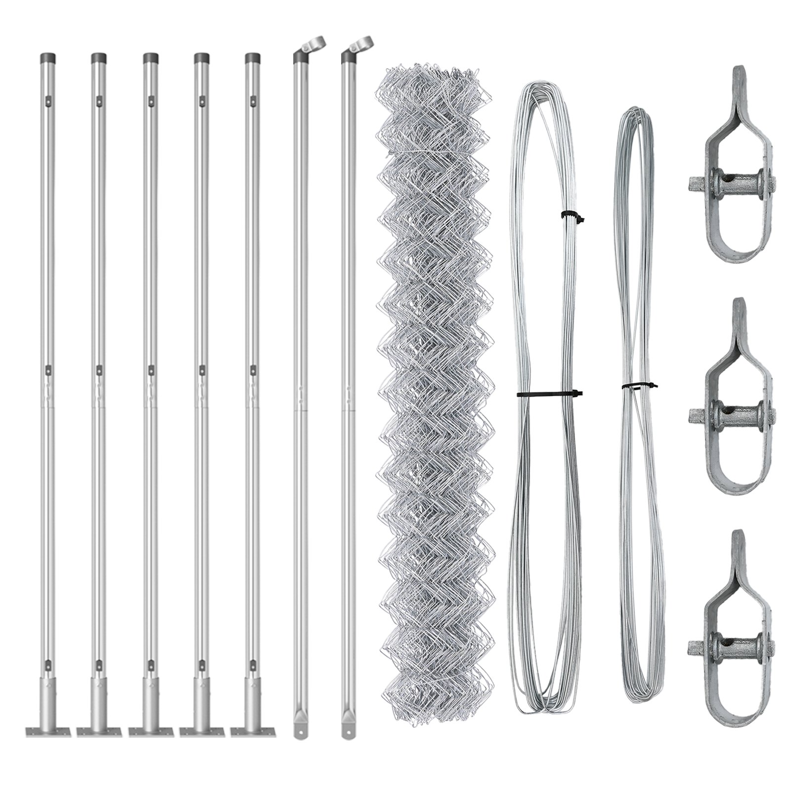 Chain Link Fence with 7 Flanged Posts 1.6x10 m Galvanised Steel - Image 4