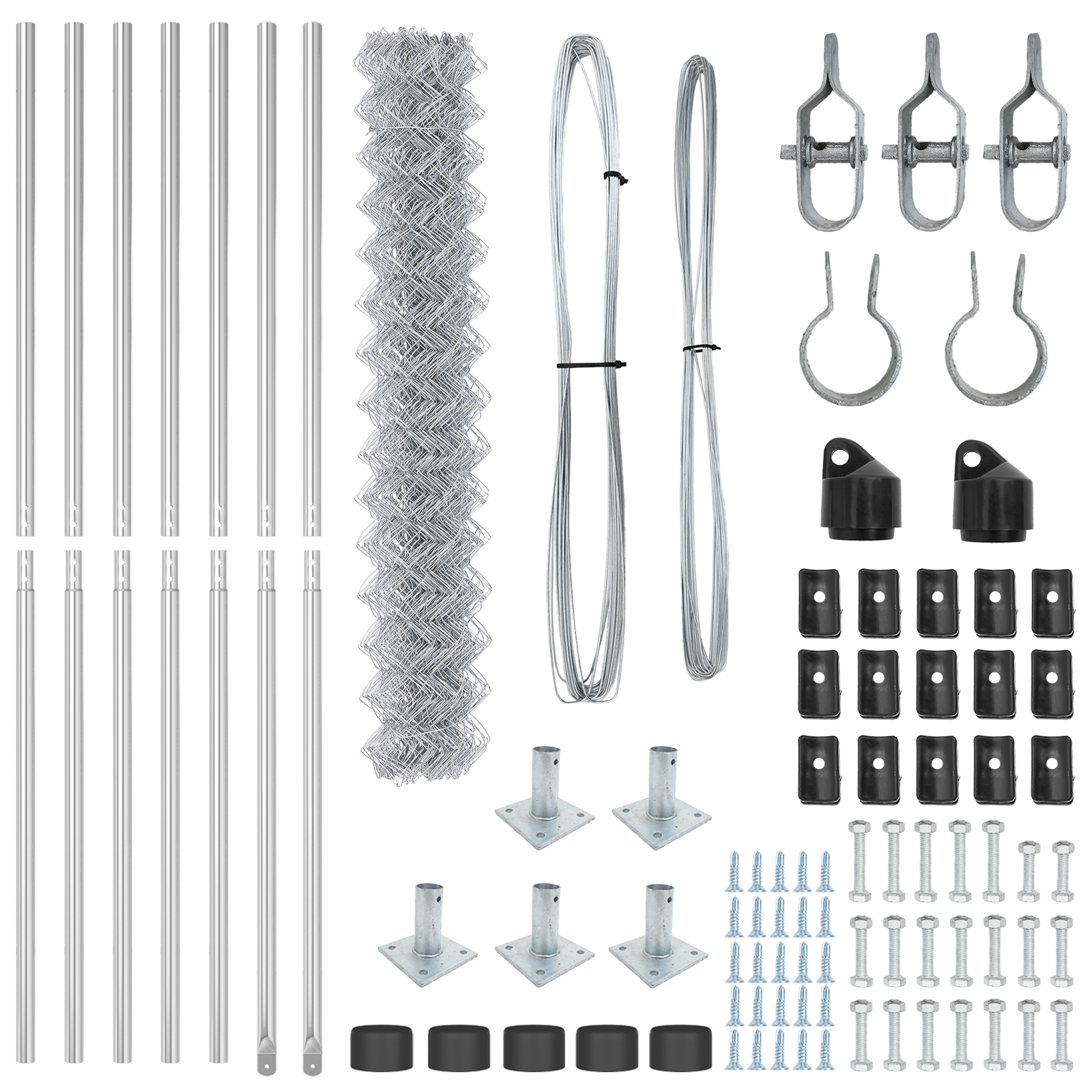 Chain Link Fence with 7 Flanged Posts 1.6x10 m Galvanised Steel - Image 5