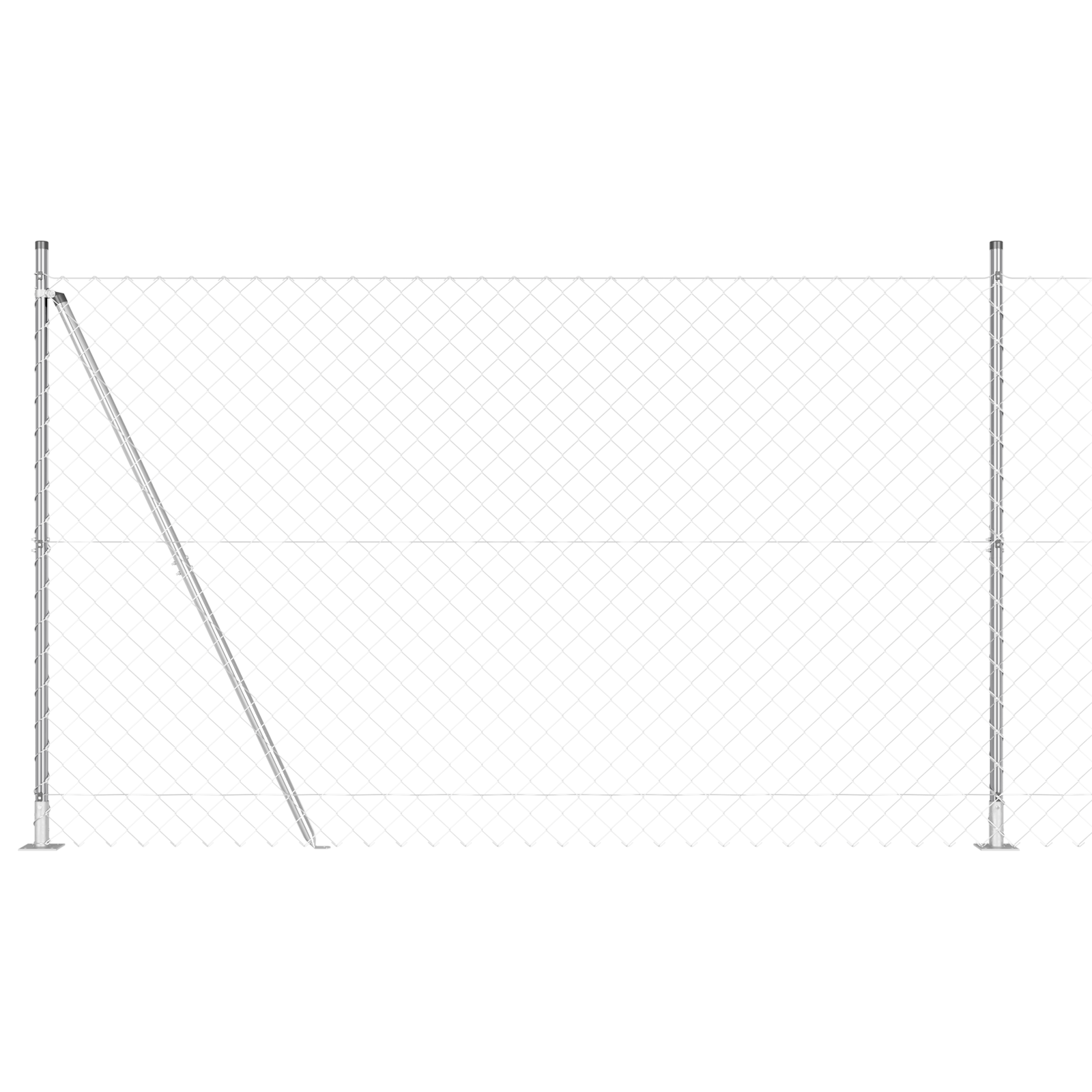 Chain Link Fence with 7 Flanged Posts 1.6x10 m Galvanised Steel - Image 2