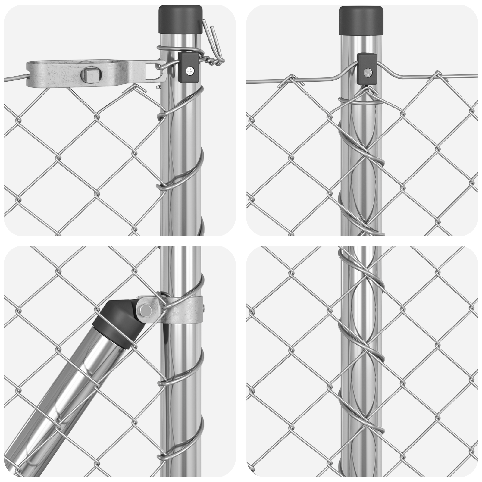 Chain Link Fence with 13 Flanged Posts 0.4 x 25 m Galvanised Steel - Image 7