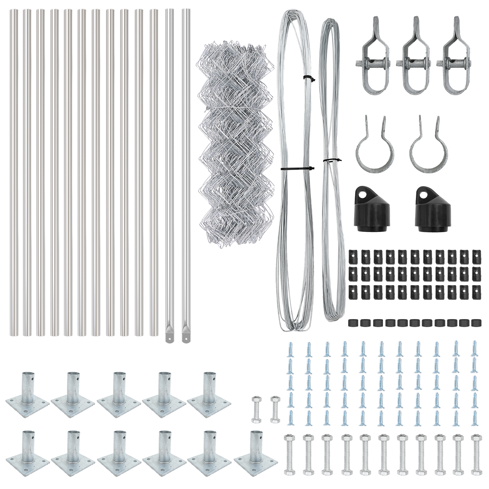 Chain Link Fence with 13 Flanged Posts 0.4 x 25 m Galvanised Steel - Image 5