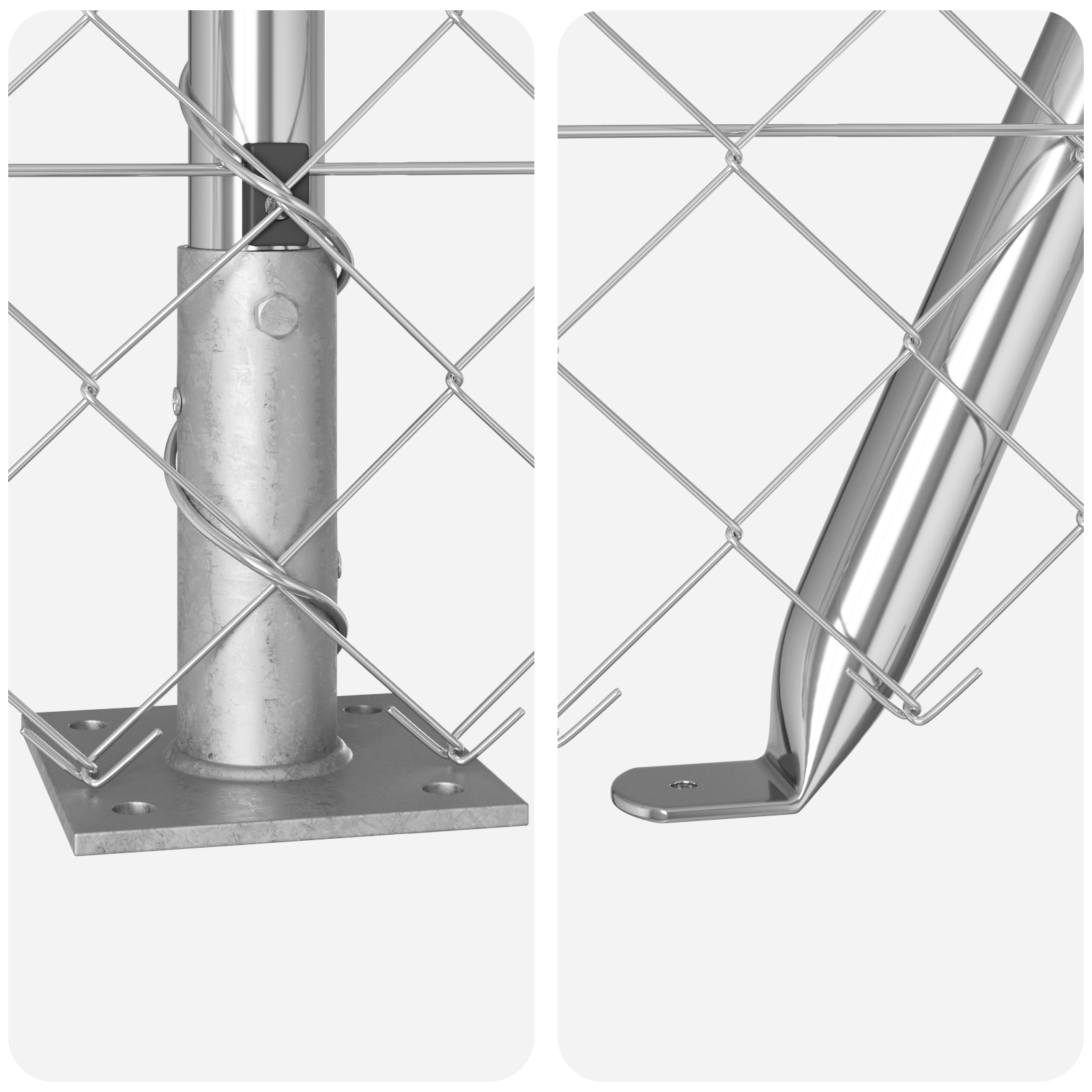 Chain Link Fence with 13 Flanged Posts 0.4x25 m Galvanised Steel - Image 8
