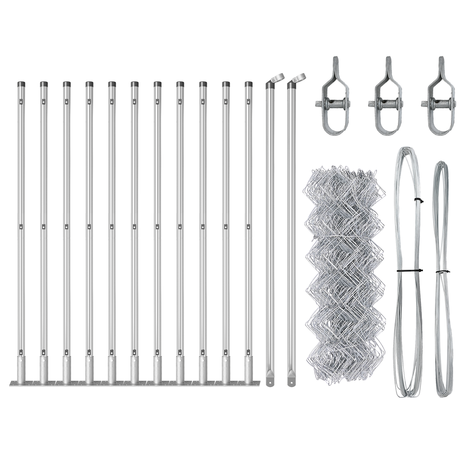Chain Link Fence with 13 Flanged Posts 0.4x25 m Galvanised Steel - Image 4